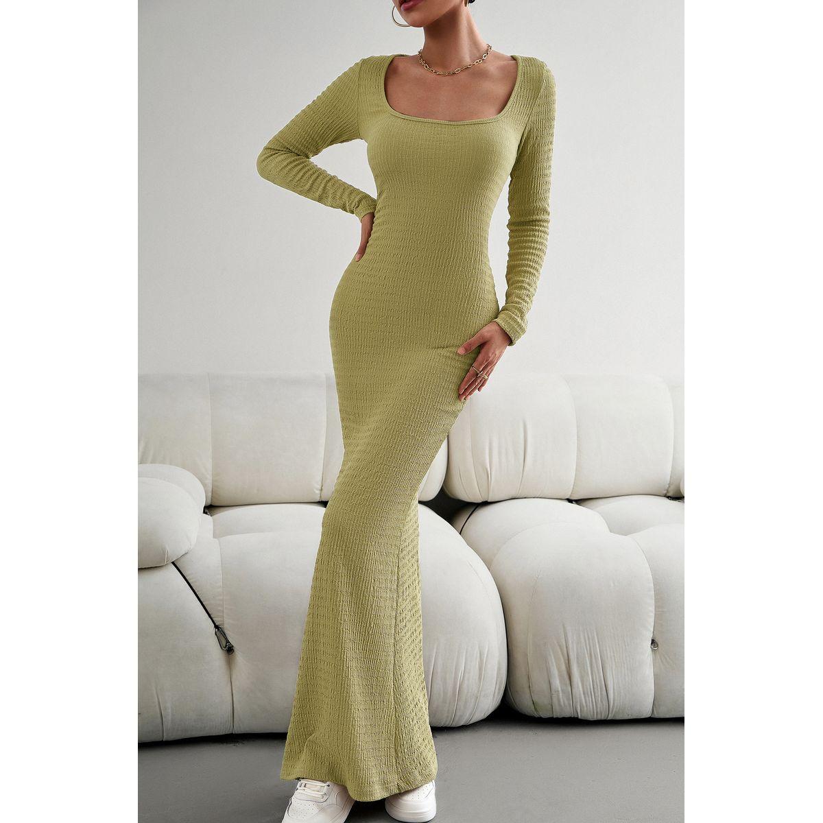 فستان طويل بياقة مربعة دي واي × ستايلي-women-clothing-dresses-image-5