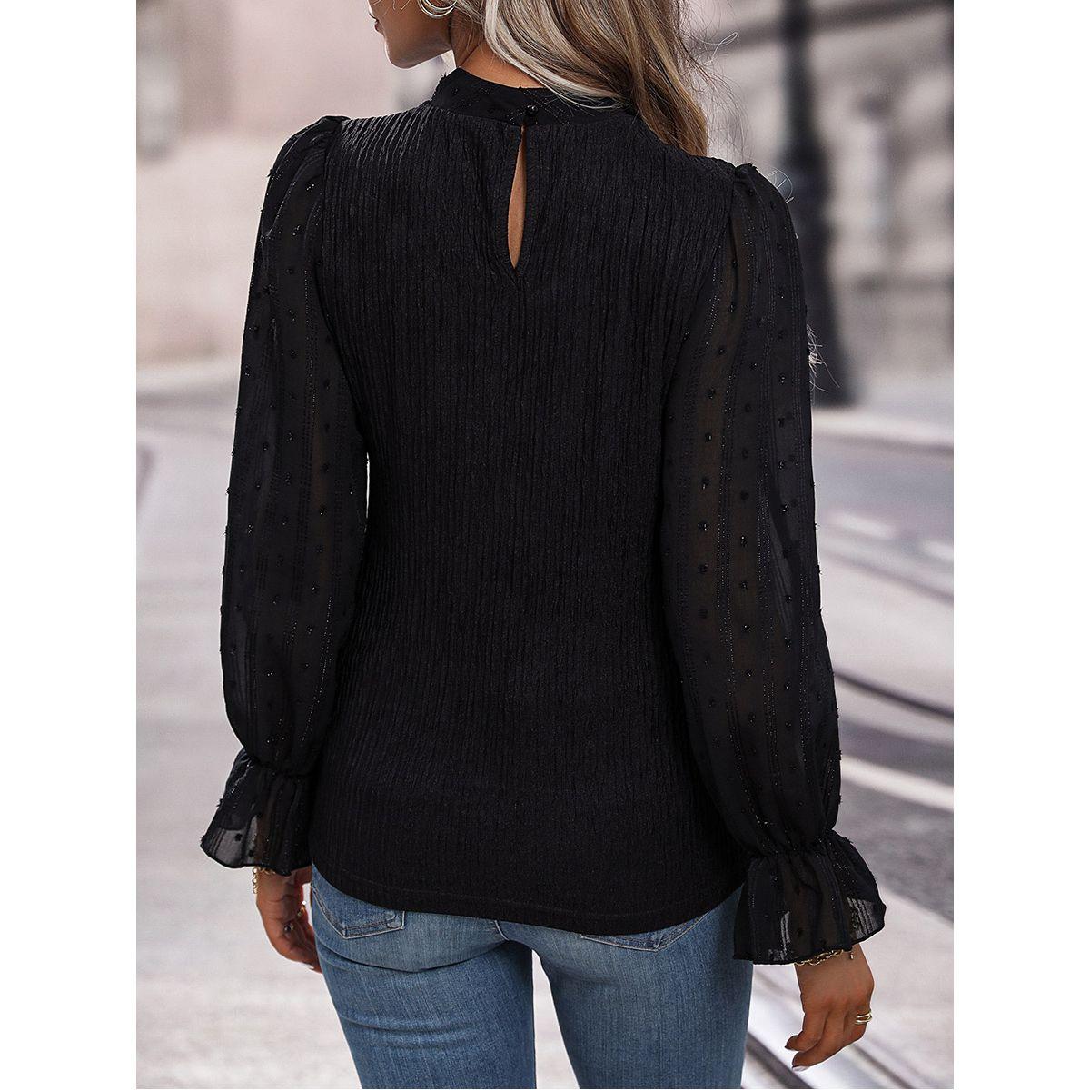 Bow Knot Detail Textured Blouse-women-clothing-shirtsandblouses-blouses-image-2