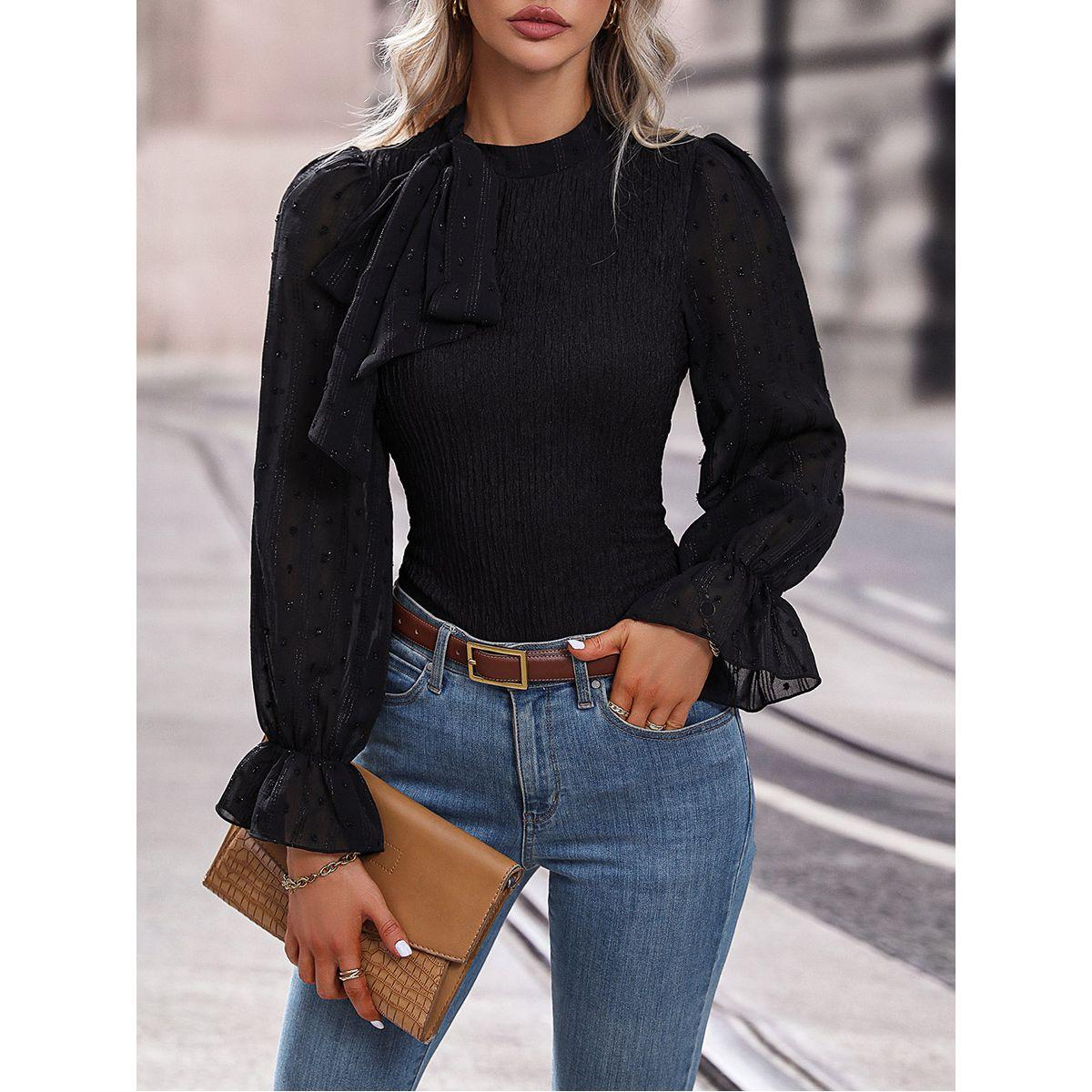 بلوزة مزينة بعقدة فيونكة-women-clothing-shirtsandblouses-blouses-image-4