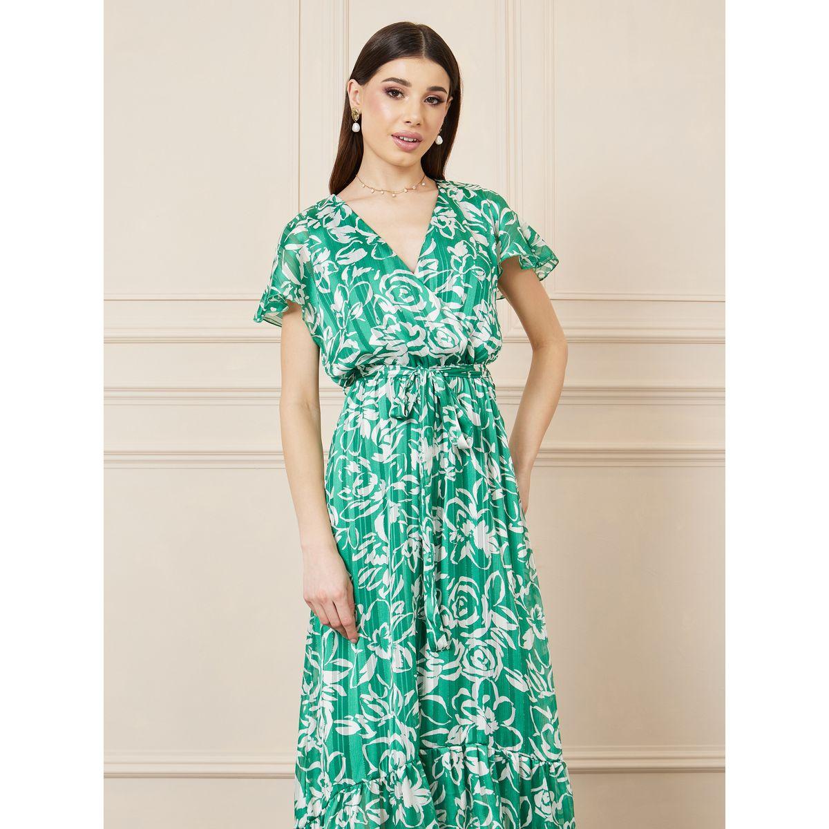Styli Floral Print A-Line Maxi Dress with Self Tie Up-women-clothing-dresses-image-2