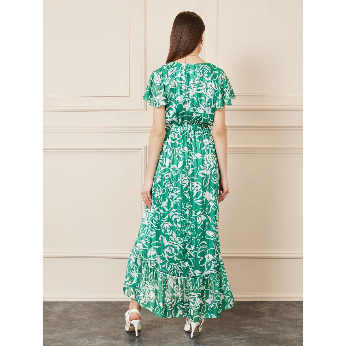 Styli Floral Print A-Line Maxi Dress with Self Tie Up-women-clothing-dresses-image-4