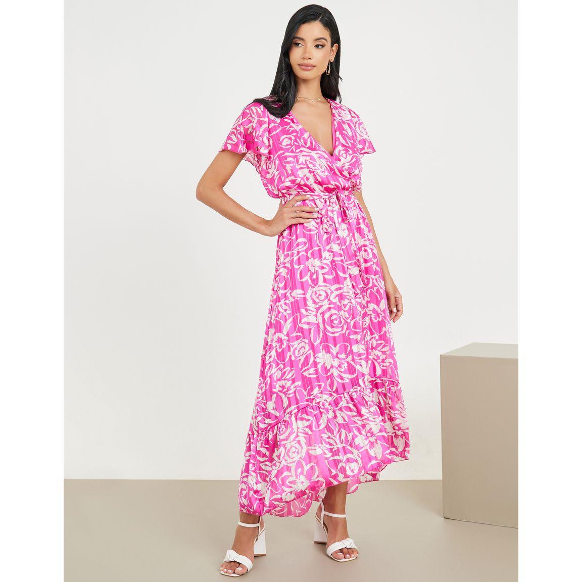 فستان طويل مطبع بزهور مع أربطة-women-clothing-dresses-image-1