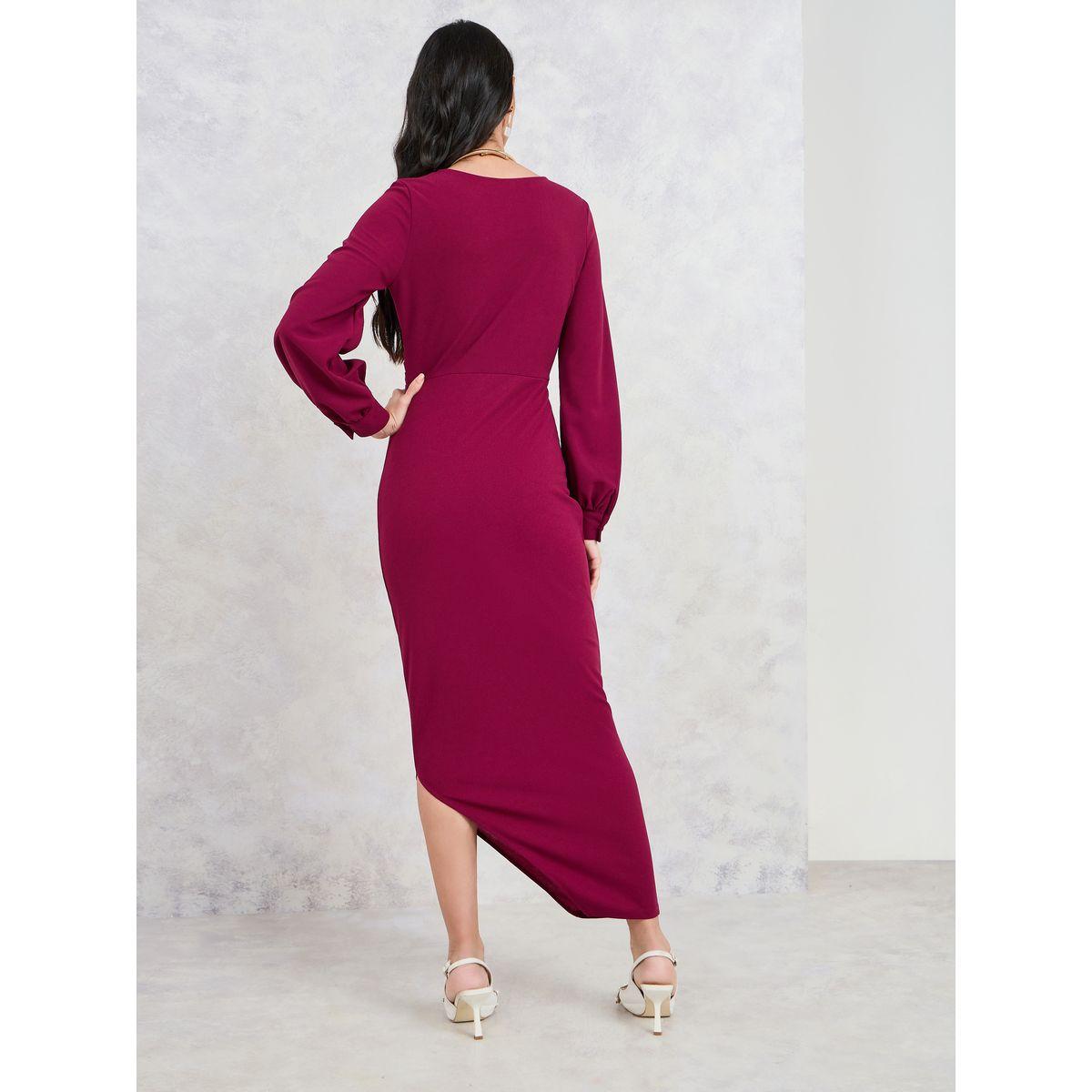 فستان ميدي بحافة غير متماثلة الطول-women-clothing-dresses-image-4