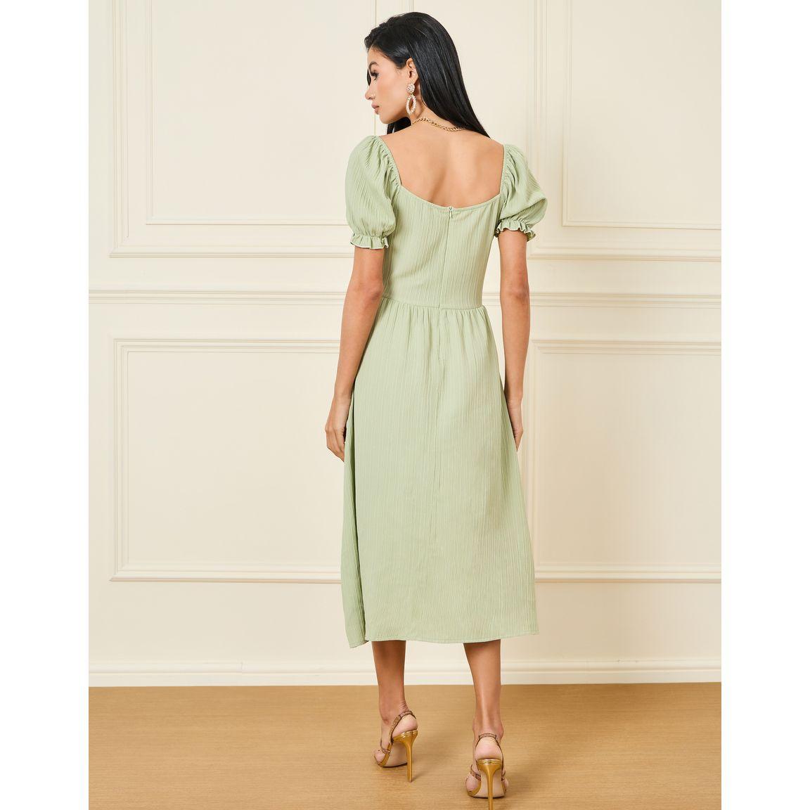 Styli Lace Detail Puff Sleeves Midi A-Line Dress-women-clothing-dresses-image-4