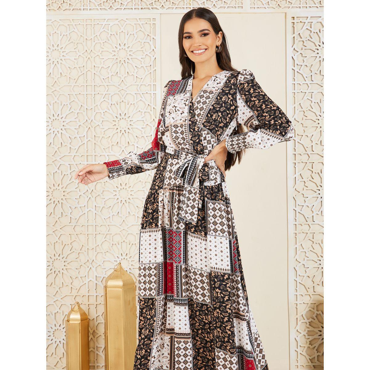 Styli Patchwork Print A-Line Wrap Maxi Dress-women-clothing-dresses-image-3