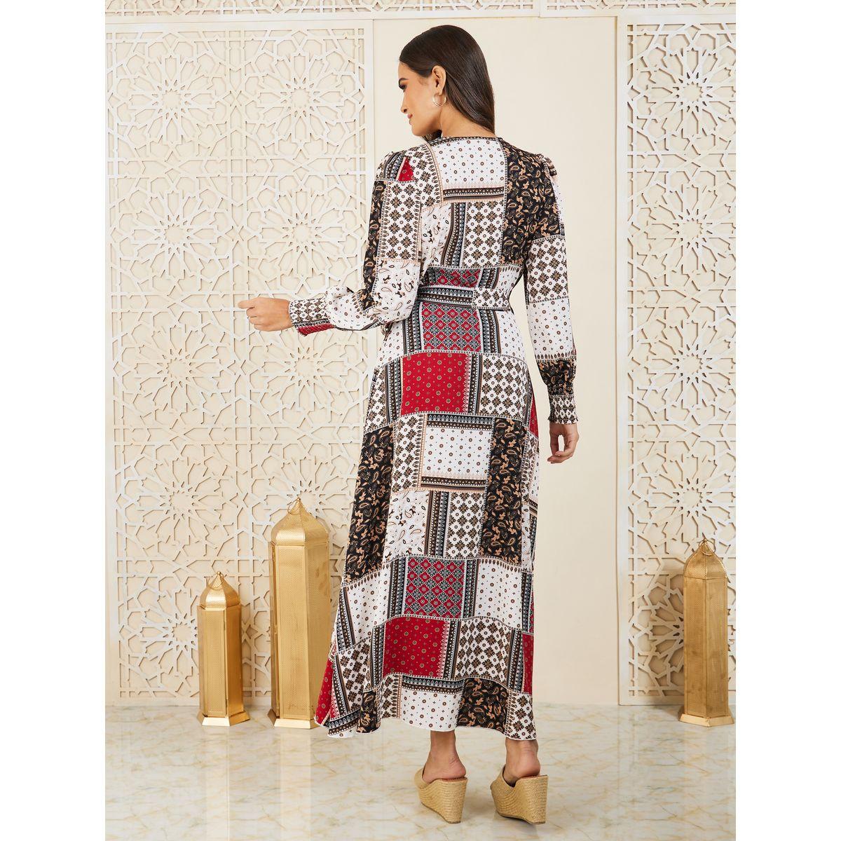 Styli Patchwork Print A-Line Wrap Maxi Dress-women-clothing-dresses-image-4