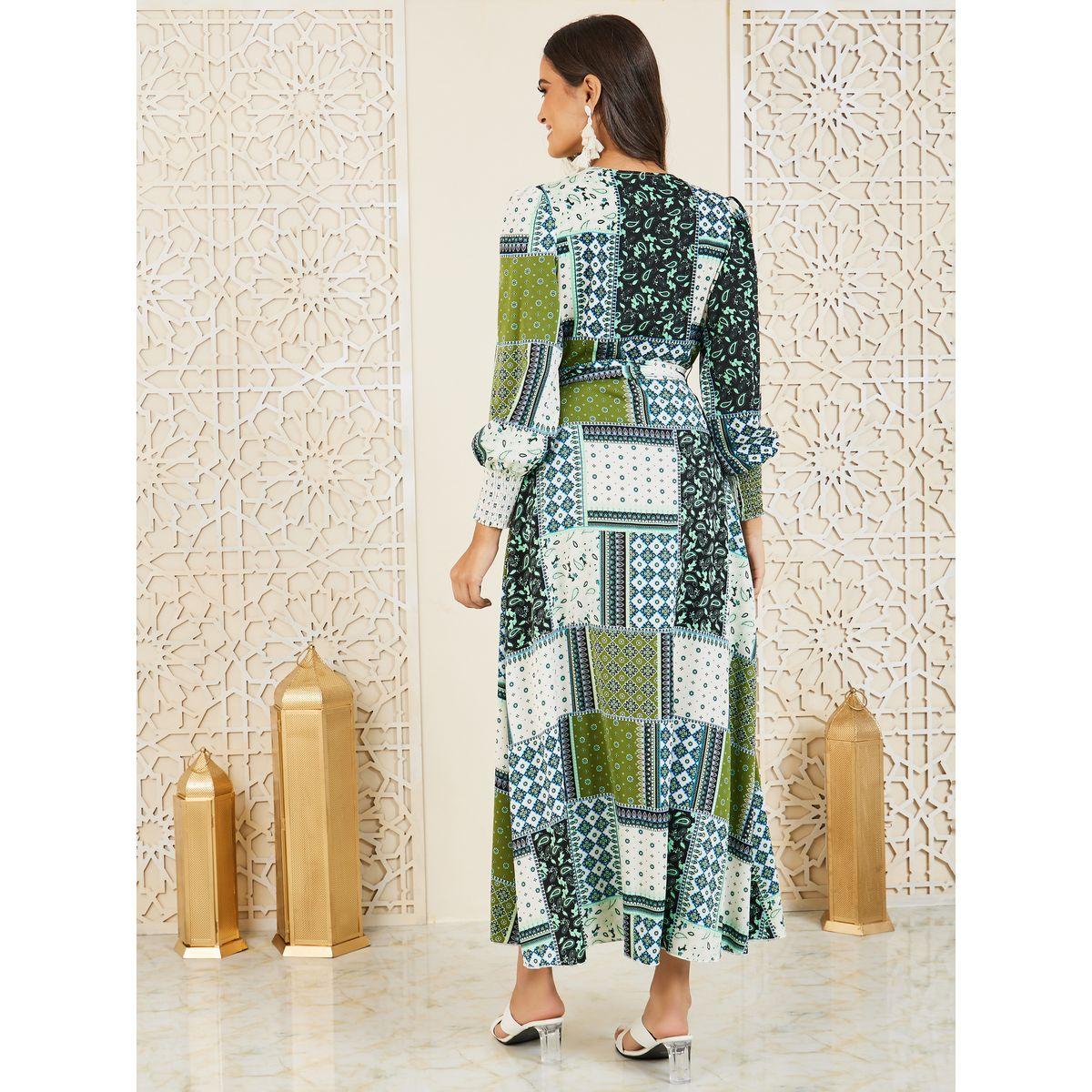 Styli Patchwork Print A-Line Wrap Maxi Dress-women-clothing-dresses-image-4