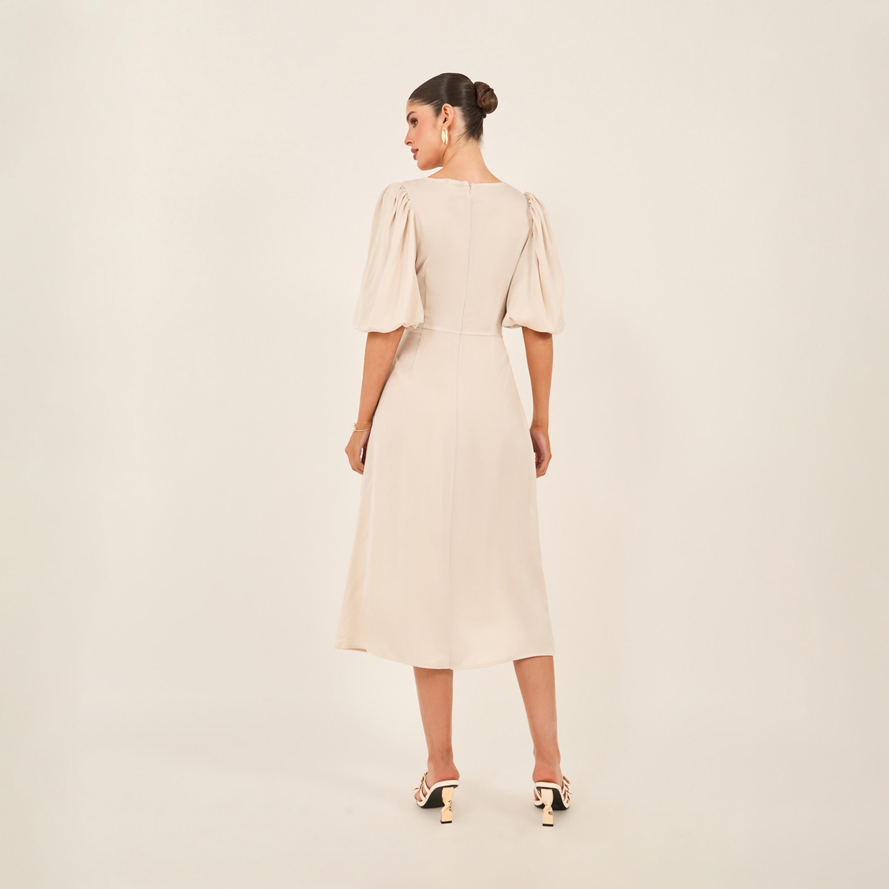 Styli Puff Sleeve Wrap A-Line Midi Dress-women-clothing-dresses-image-5