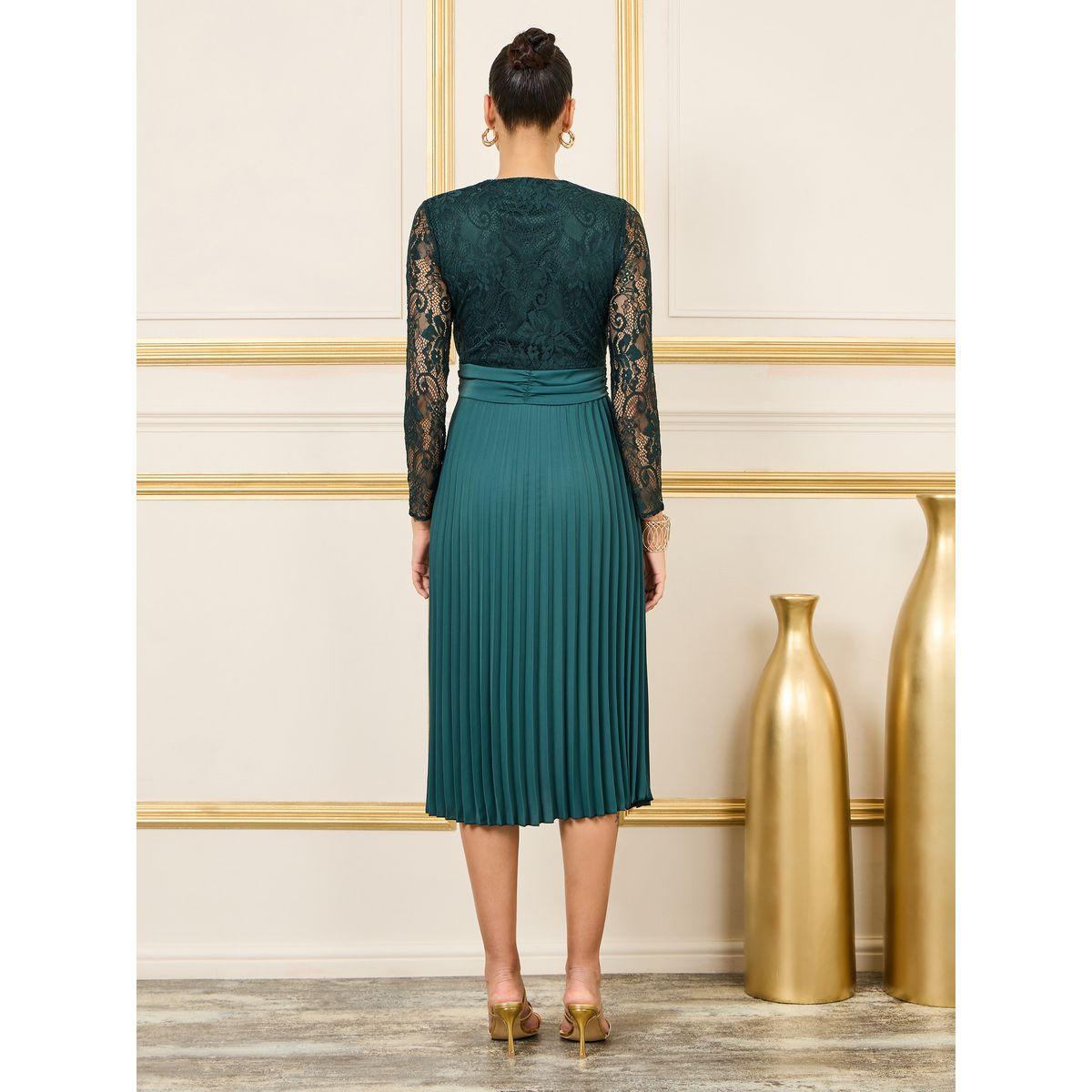 Styli Lace Detail Pleated A Line Midi Dress-women-clothing-dresses-image-4