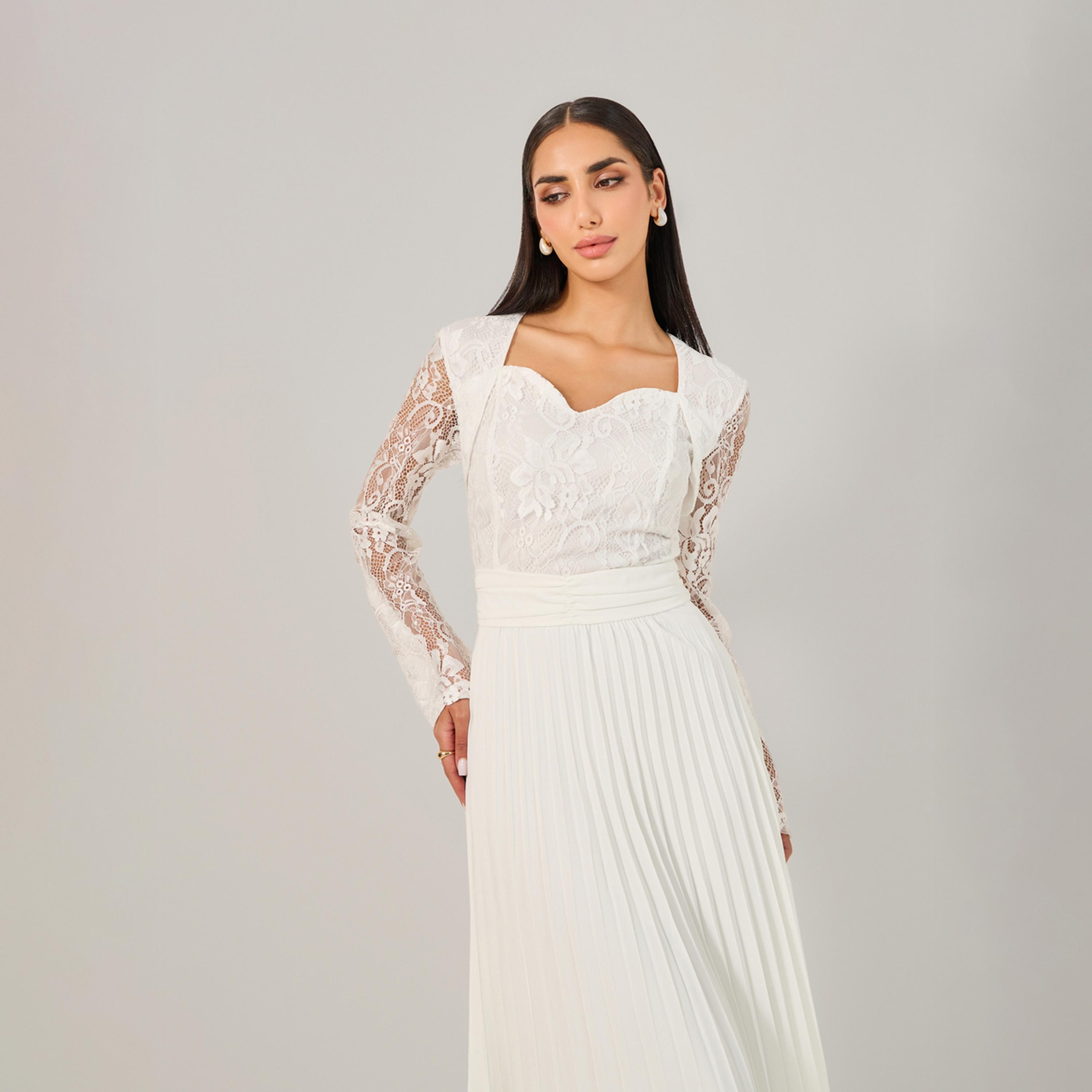 ستايلي - فستان متوسط الطول بقصة A وتفاصيل دانتيل-women-clothing-dresses-image-4