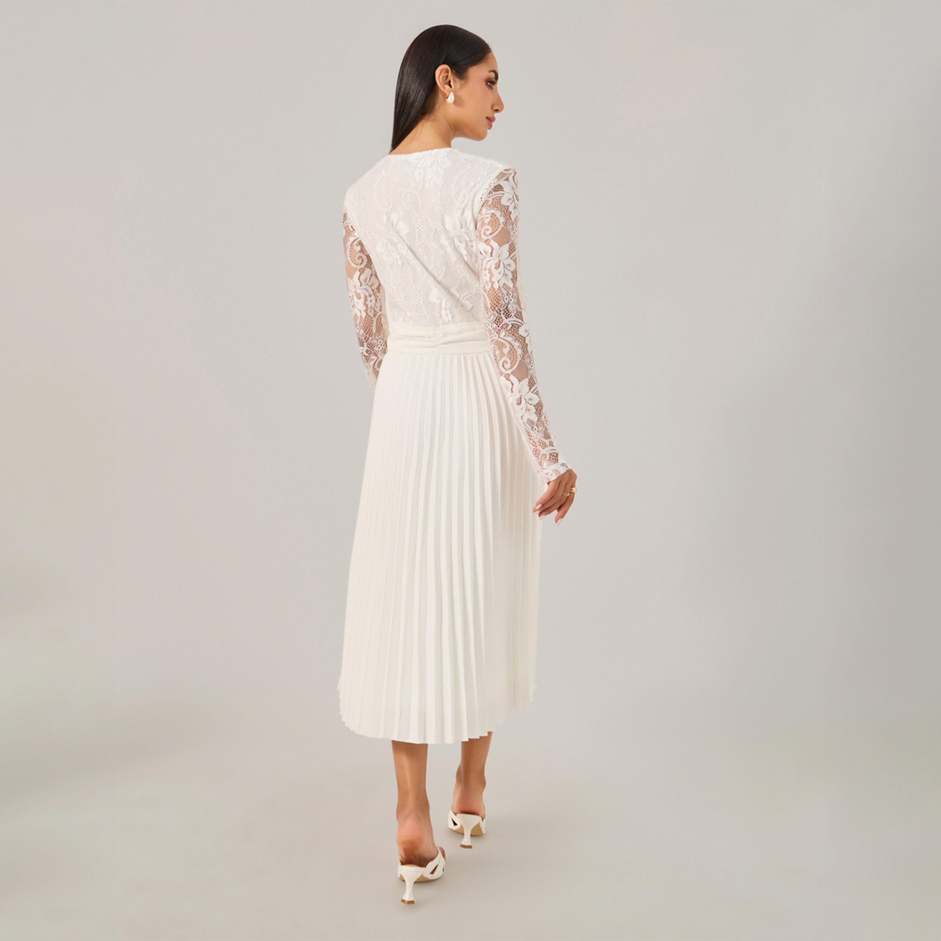 ستايلي - فستان متوسط الطول بقصة A وتفاصيل دانتيل-women-clothing-dresses-image-6