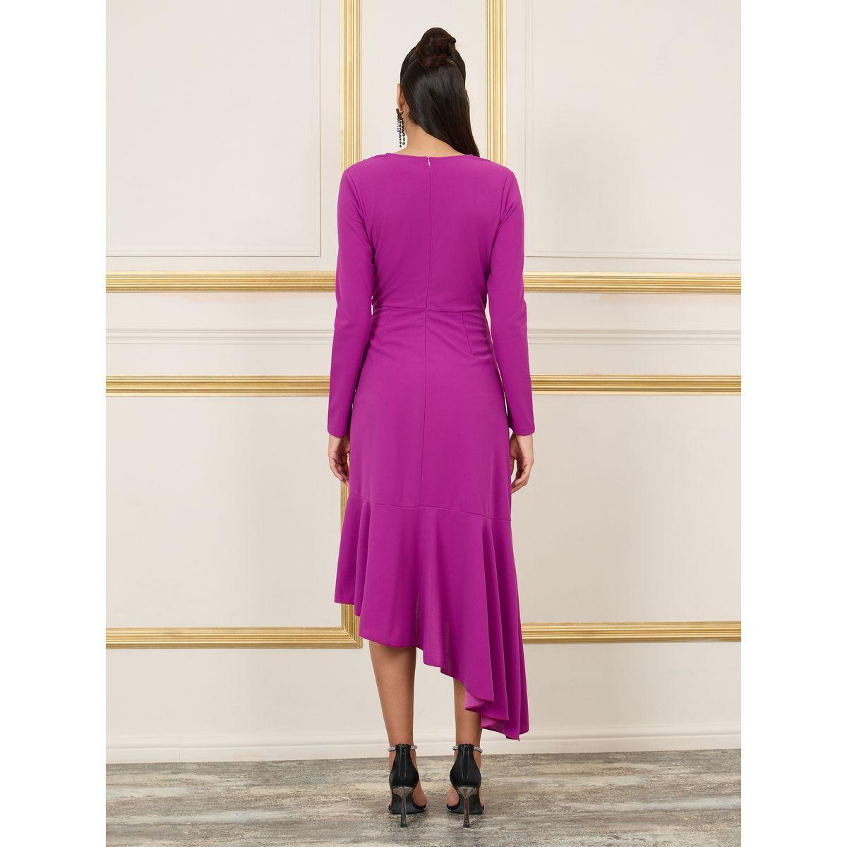 Styli Ruffle Asymmetric Hem A-Line Midi Dress-women-clothing-dresses-image-4
