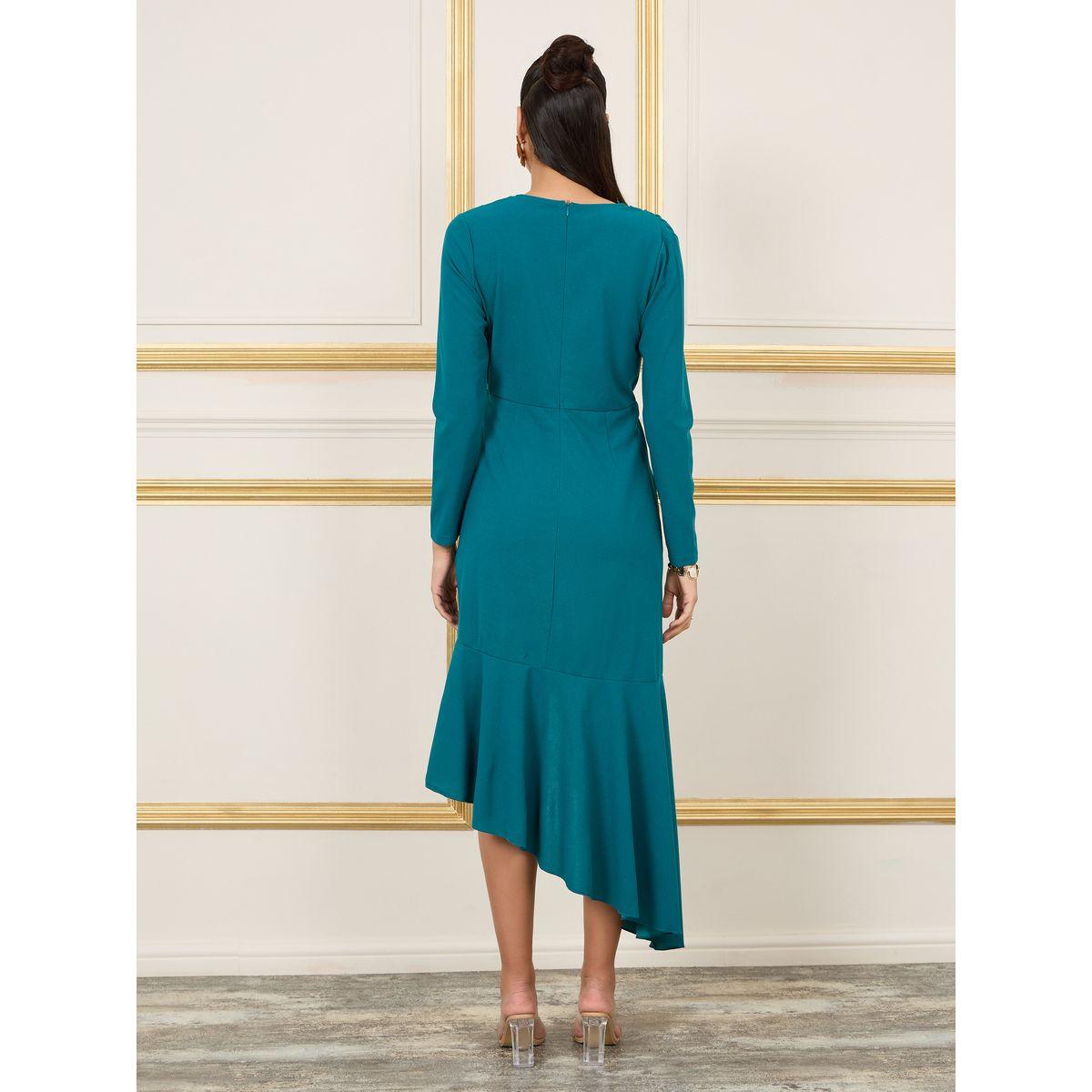 فستان ميدي بحافة غير متماثلة الطول-women-clothing-dresses-image-4
