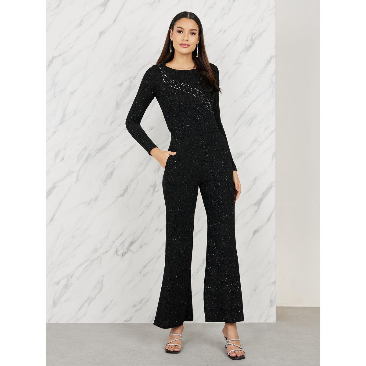 Styli Shimmer Embellished Knit Top and Bootcut Pant Set-women-clothing-coordsets-image-2