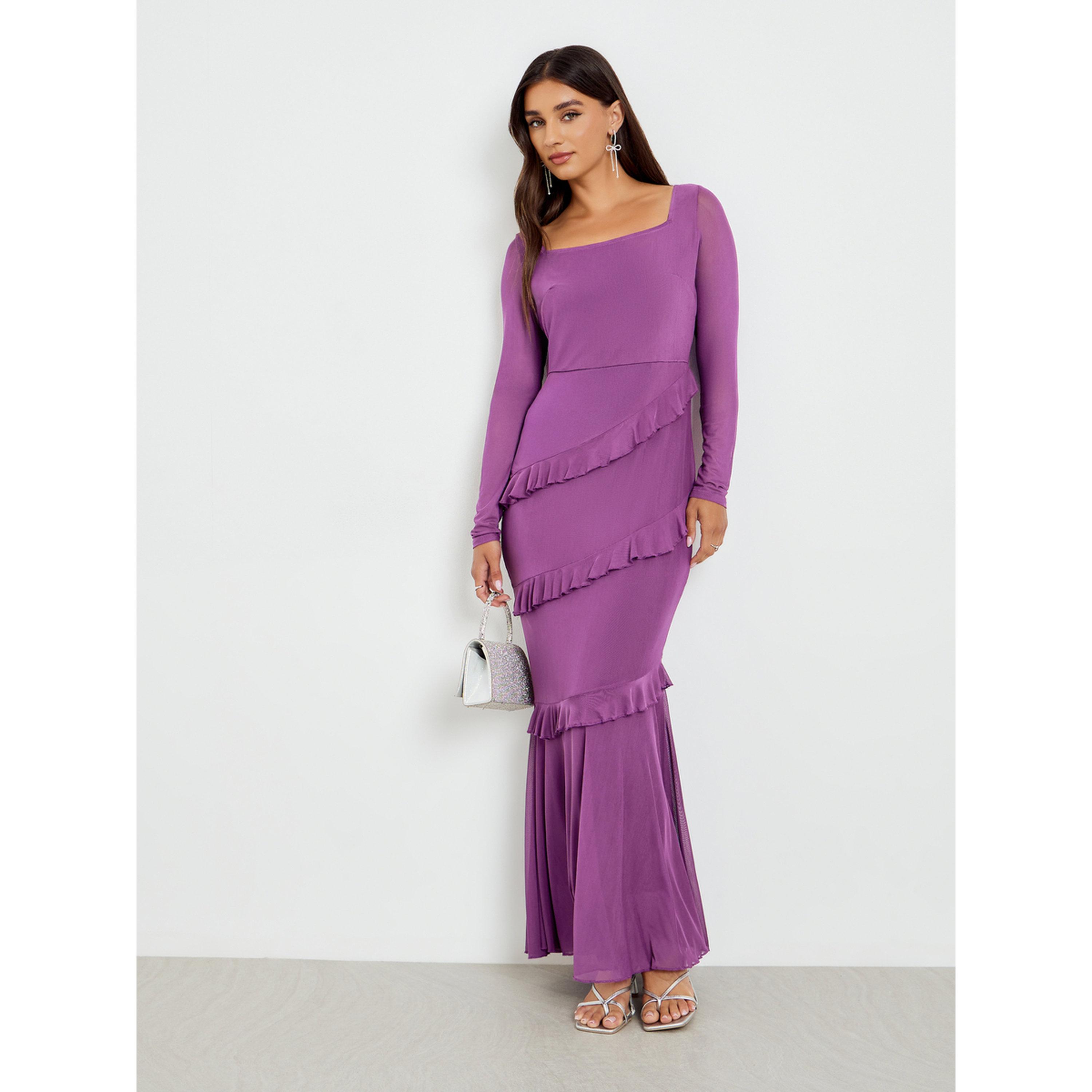 فستان طويل بتفاصيل كشكش-women-clothing-dresses-image-1