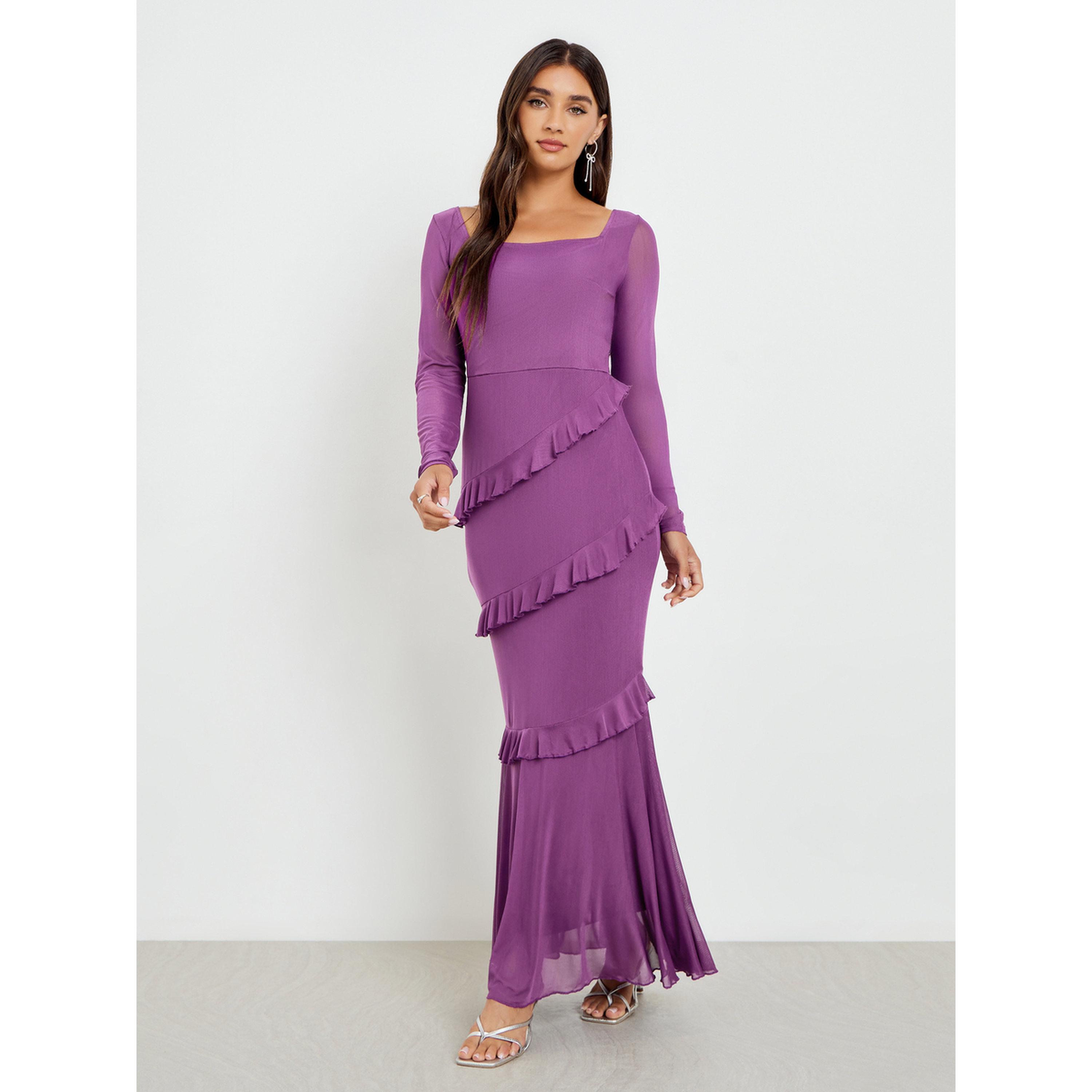فستان طويل بتفاصيل كشكش-women-clothing-dresses-image-2