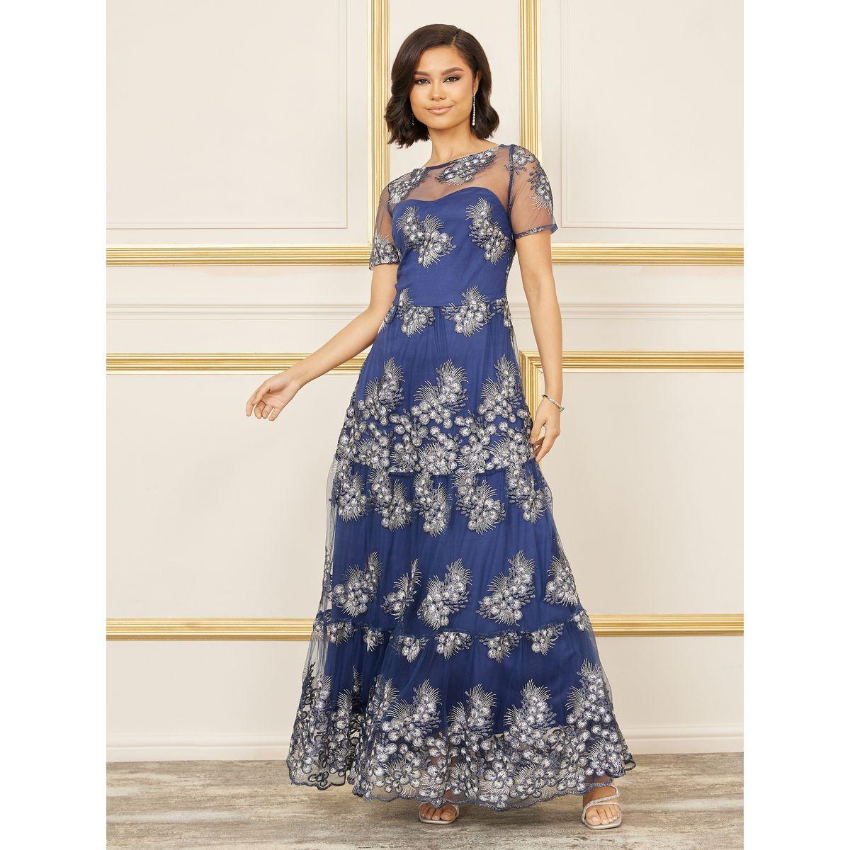 Styli Embroidered Mesh Insert A-Line Maxi Dress-women-clothing-dresses-image-1
