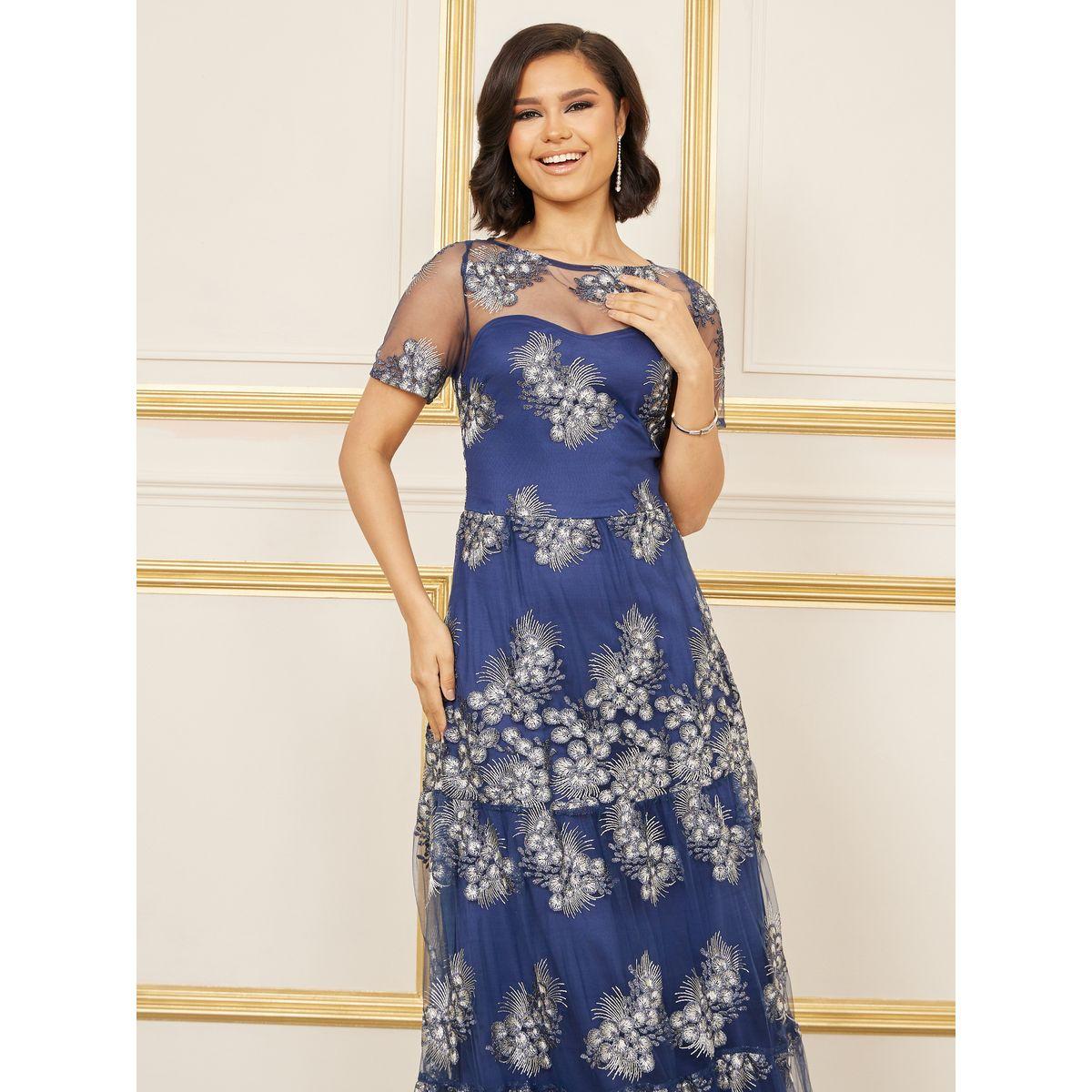 Styli Embroidered Mesh Insert A-Line Maxi Dress-women-clothing-dresses-image-2