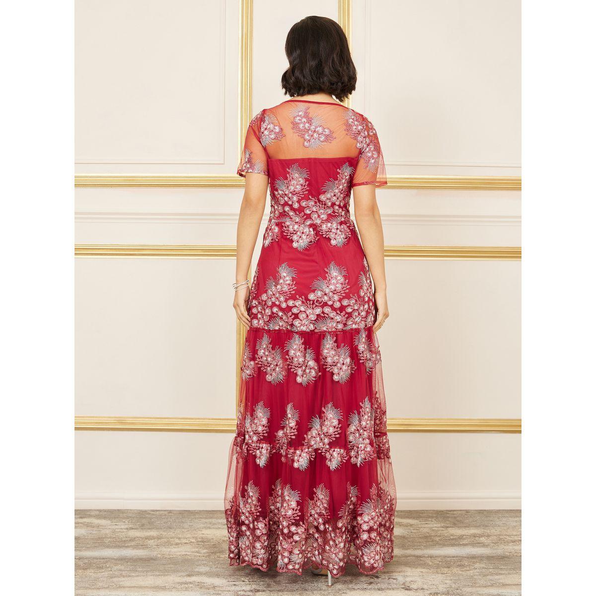 Styli Embroidered Mesh Insert A-Line Maxi Dress-women-clothing-dresses-image-4