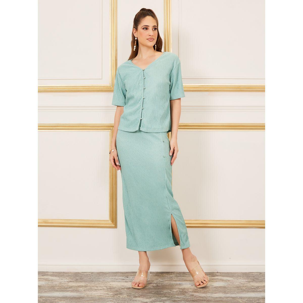 طقم منسق من تنورة طويلة مع بلوزة بازرار غلق-women-clothing-coordsets-image-6