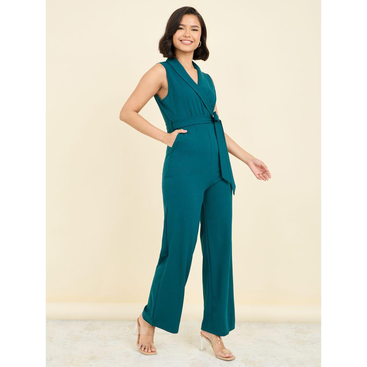Styli Textured Sleeveless Wide Leg Jumpsuit with Self Tie Up-women-clothing-jumpsuits-image-1