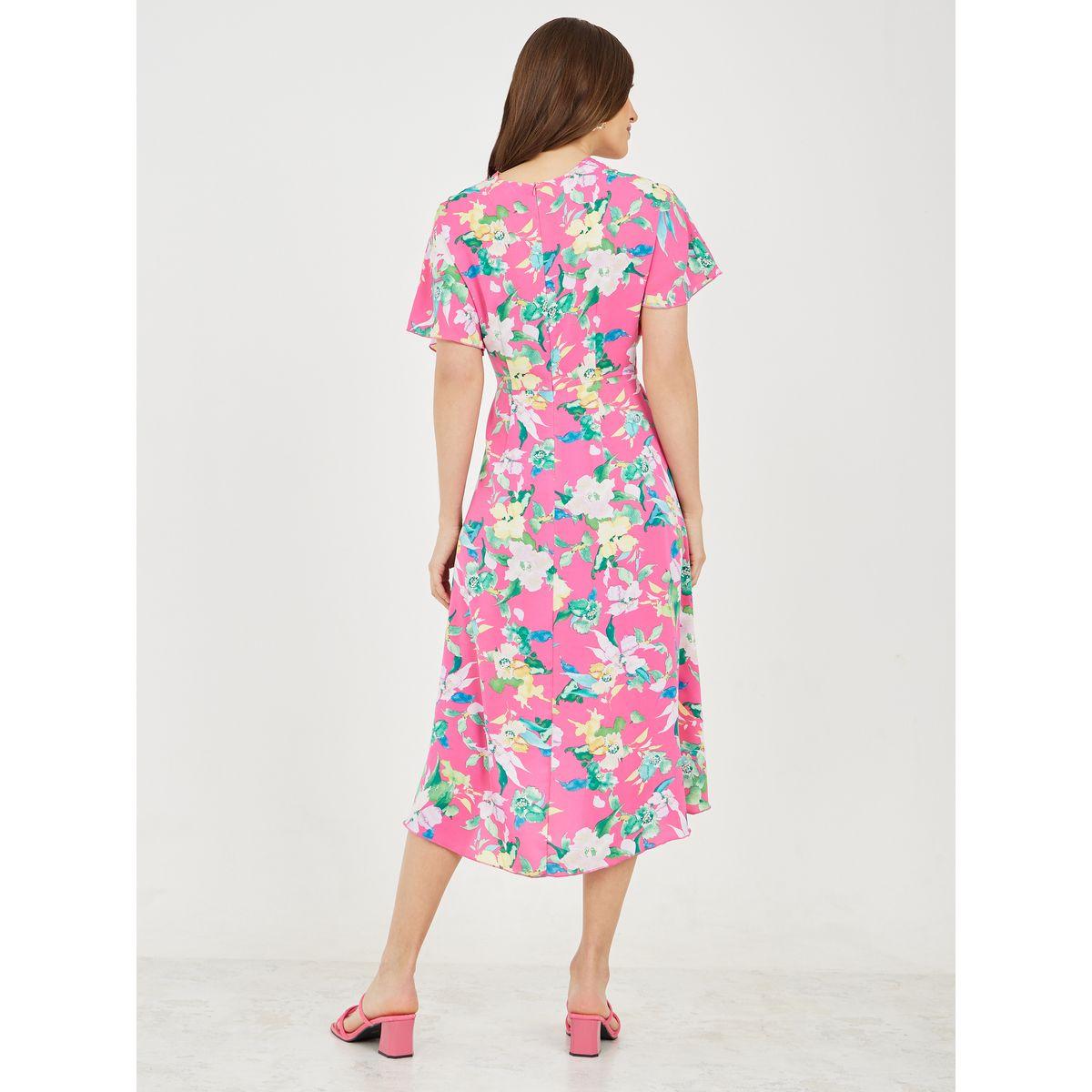 Styli Front Twist Detail Floral Print A-Line Midi Dress-women-clothing-dresses-image-4