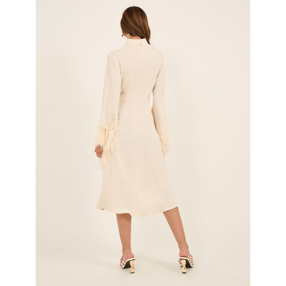 فستان متوسط ​​الطول بياقة عالية وتفاصيل فرو صناعي-women-clothing-dresses-image-6