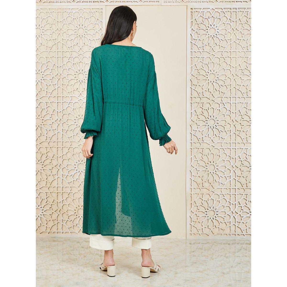 Styli Dobby Front Tie Up Midi Kimono-women-clothing-shirtsandblouses-shirts-image-4