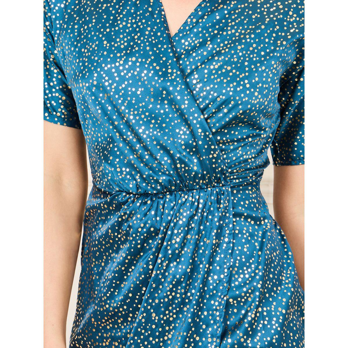 Styli Shiny Spot Wrap Style Bodycon Midi Dress-women-clothing-dresses-image-3