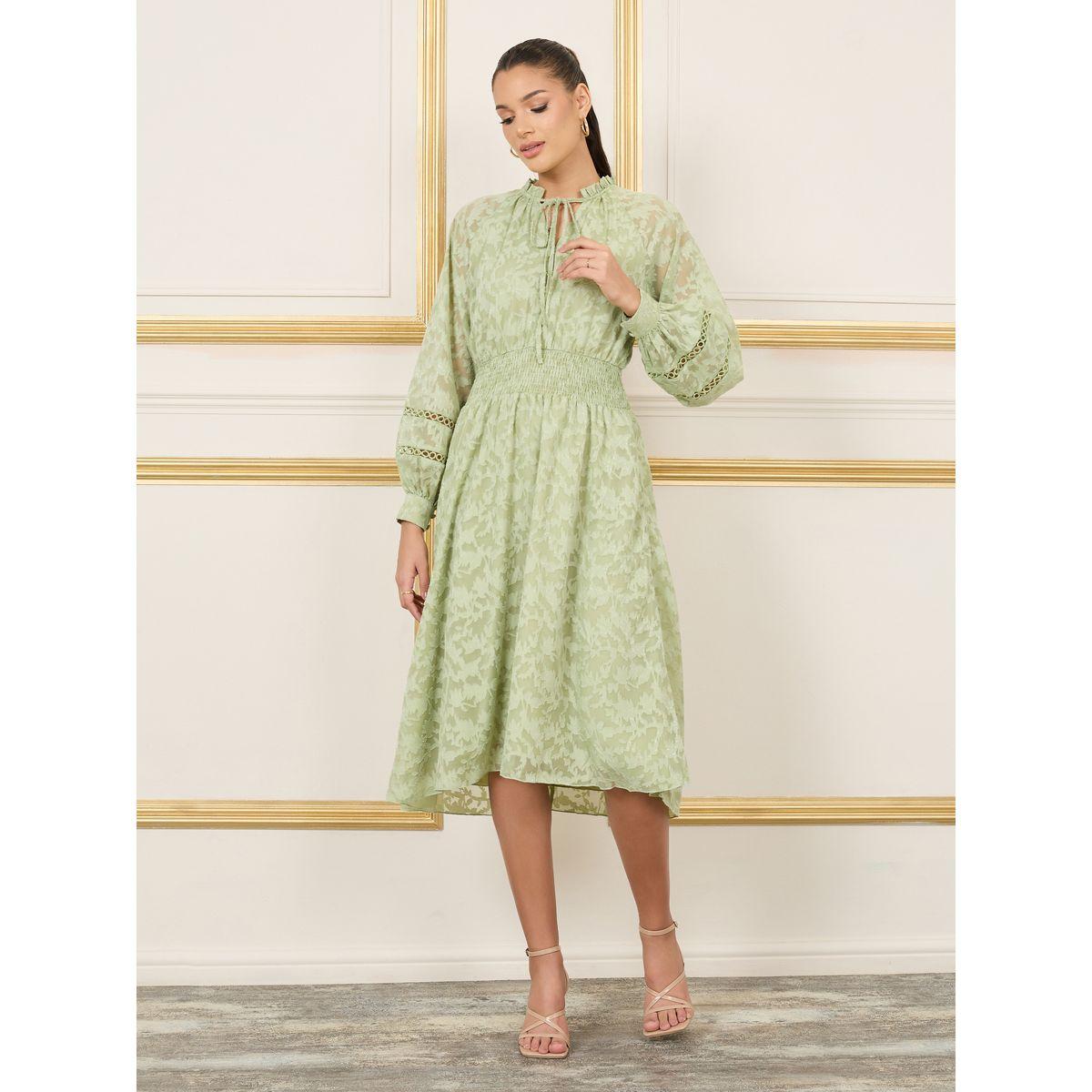 فستان ميدي بتفاصيل بارزة الملمس-women-clothing-dresses-image-1