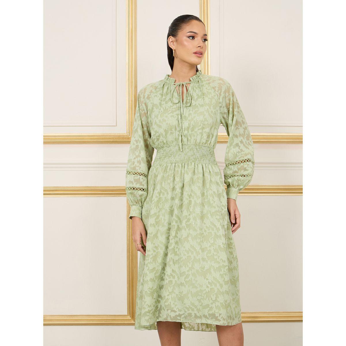 فستان ميدي بتفاصيل بارزة الملمس-women-clothing-dresses-image-2