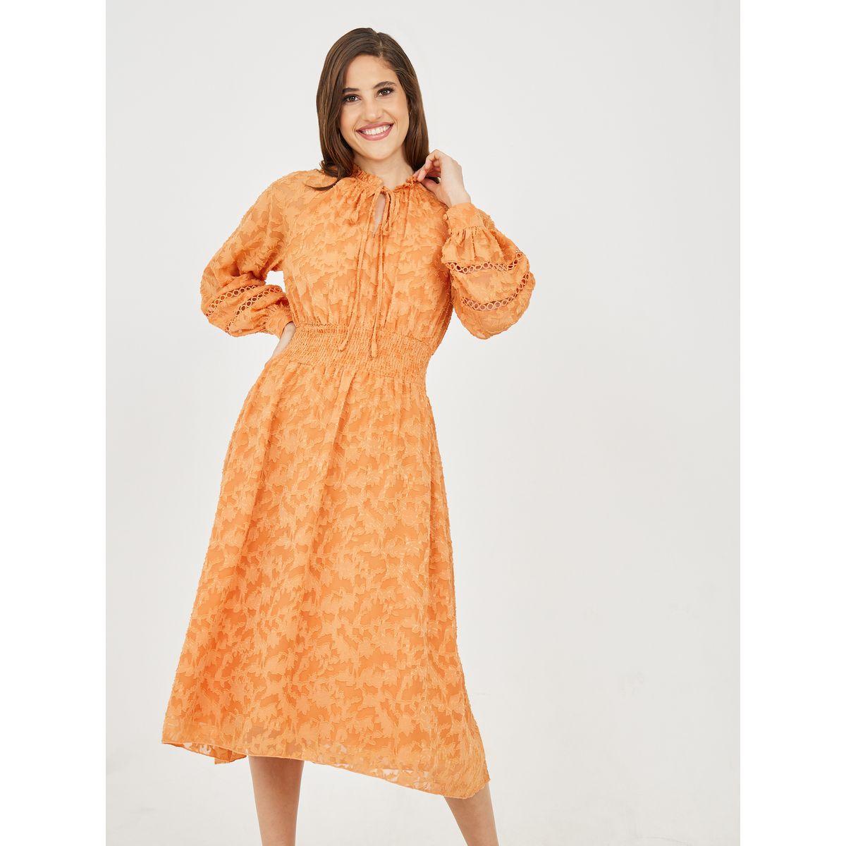 فستان ميدي بتفاصيل بارزة الملمس-women-clothing-dresses-image-1