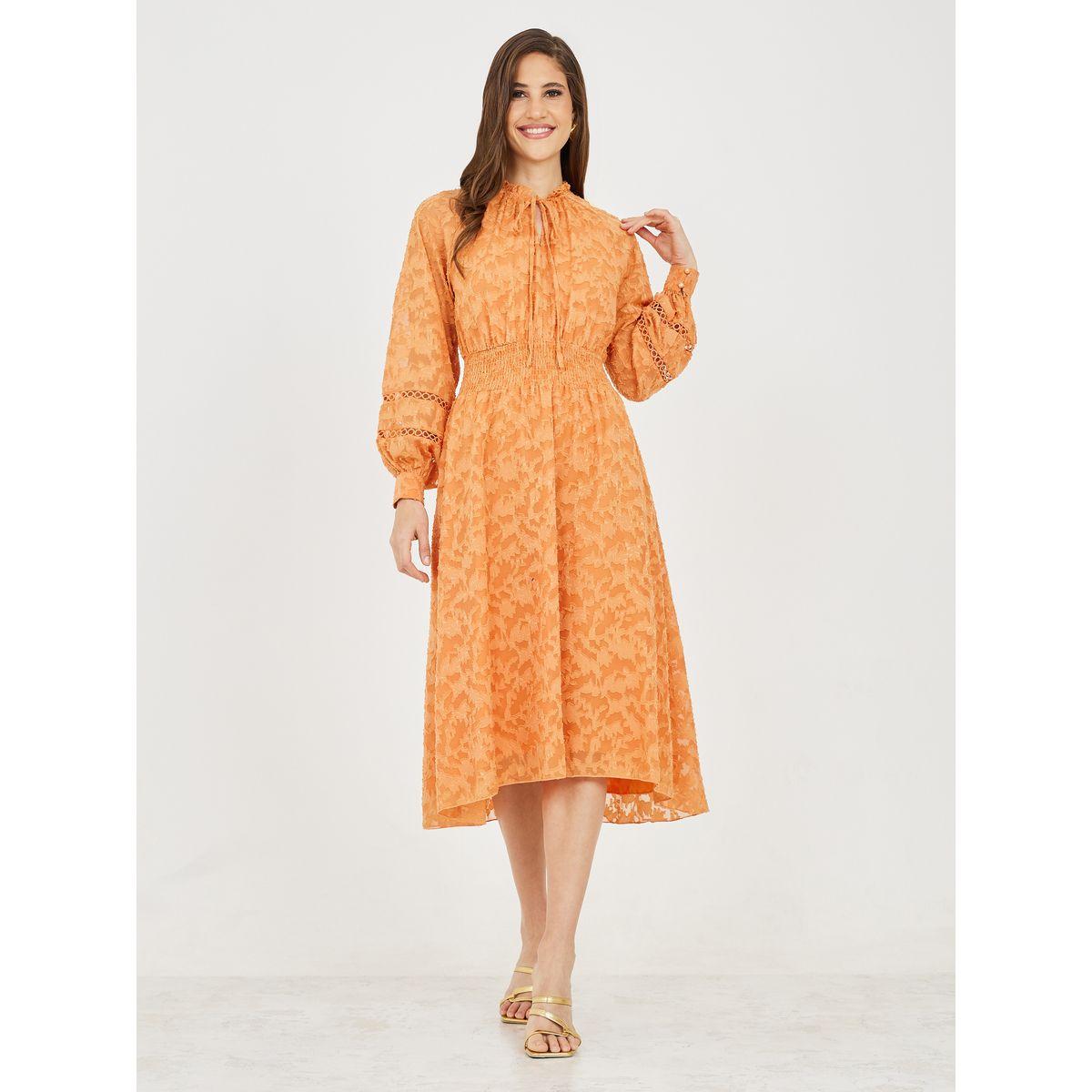 فستان ميدي بتفاصيل بارزة الملمس-women-clothing-dresses-image-2