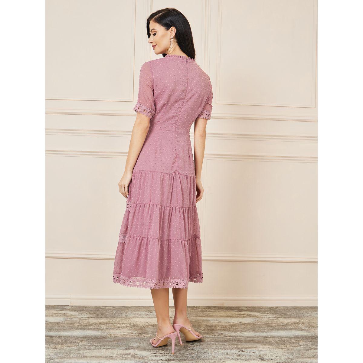 Styli Dobby Lace Detail Tiered Midi Dress-women-clothing-dresses-image-4