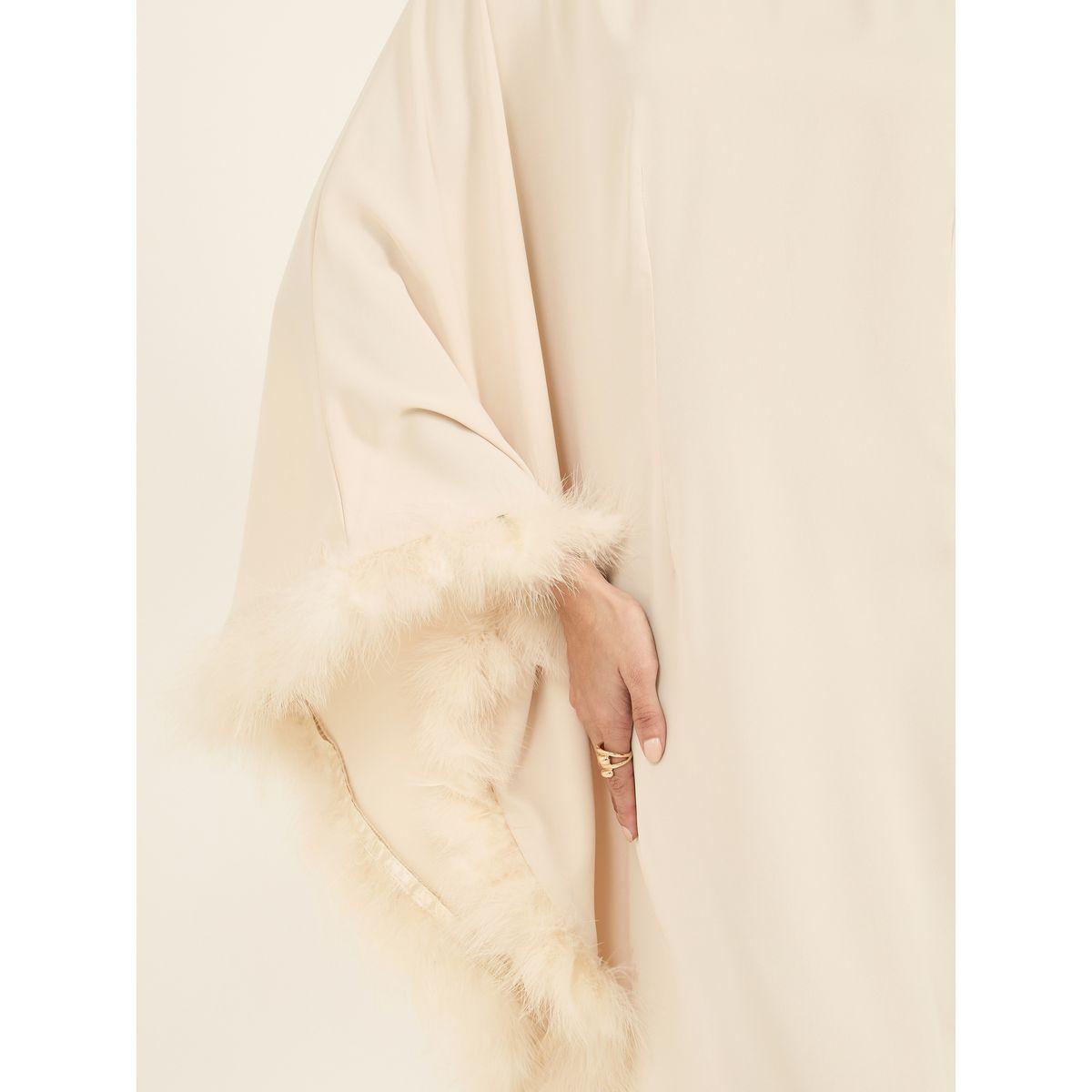 Asymmetric Neck Faux Fur Trim Maxi Dress-women-clothing-dresses-image-5