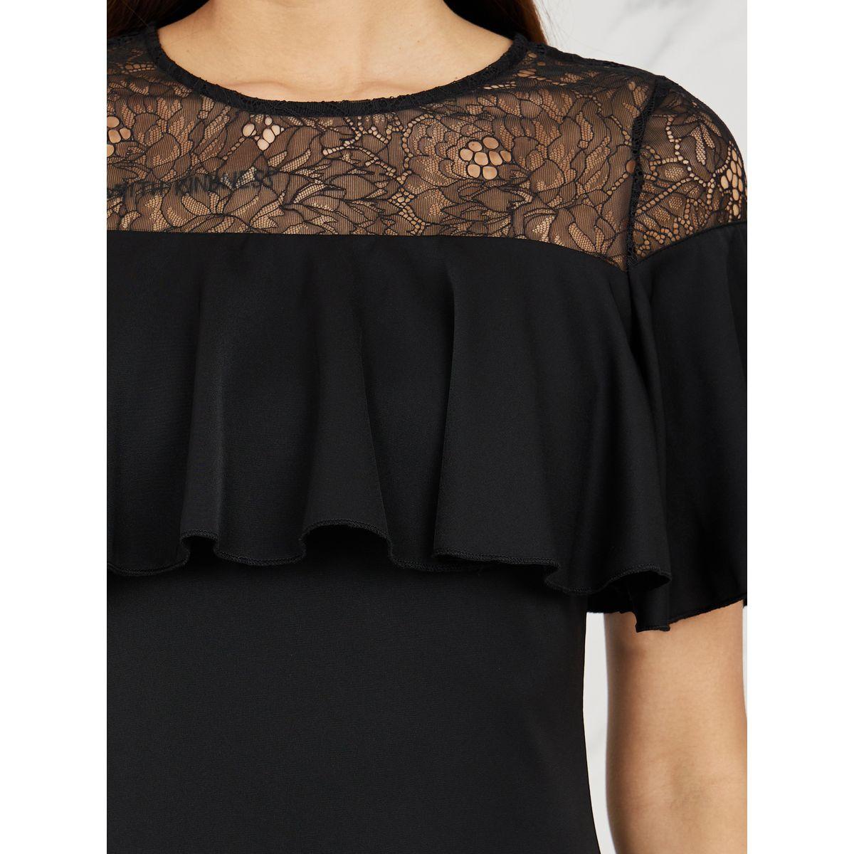 Styli Mesh Insert Ruffle Detail A-Line Midi Dress-women-clothing-dresses-image-3