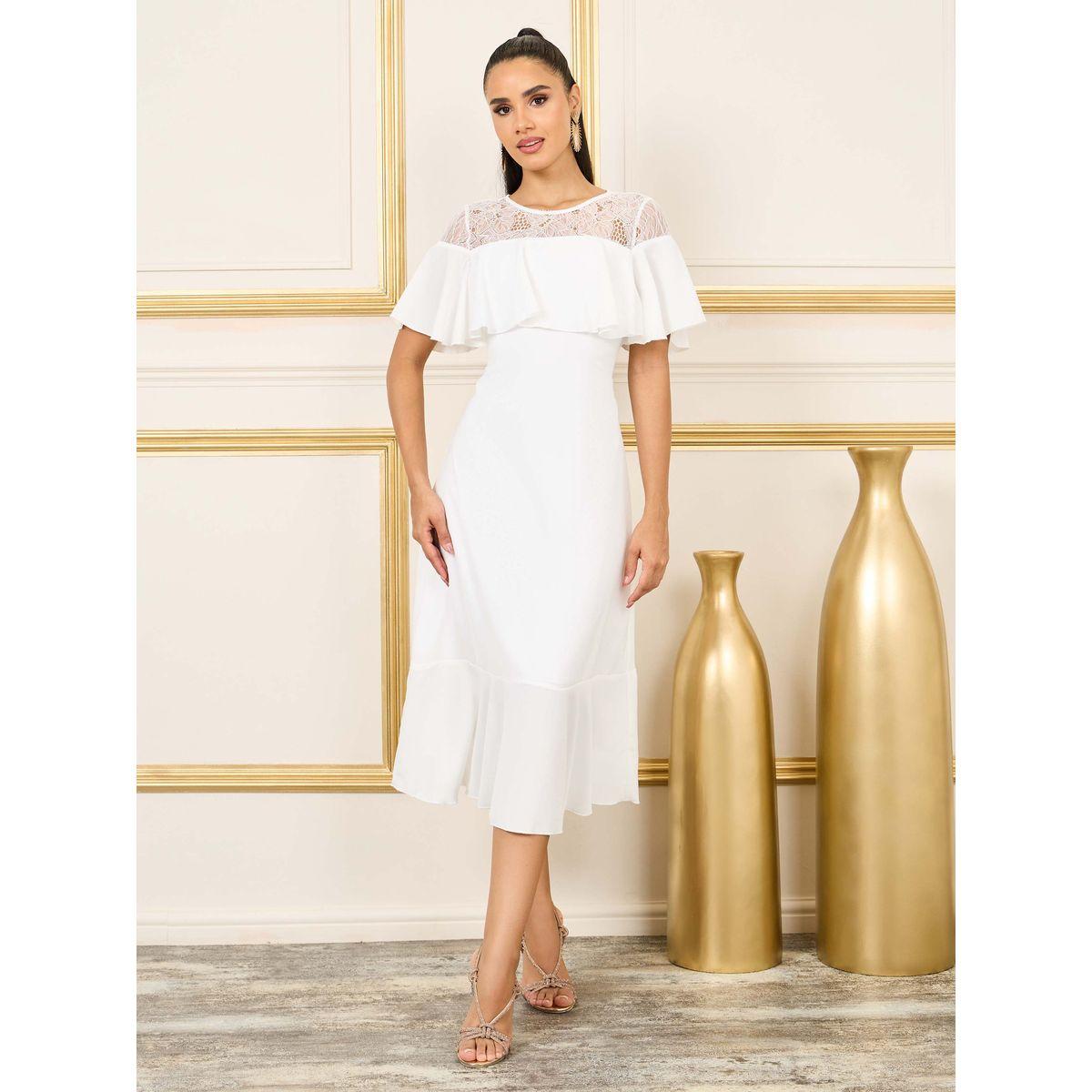 فستان ميدي بتفاصيل شبكية وكشكش-women-clothing-dresses-image-1
