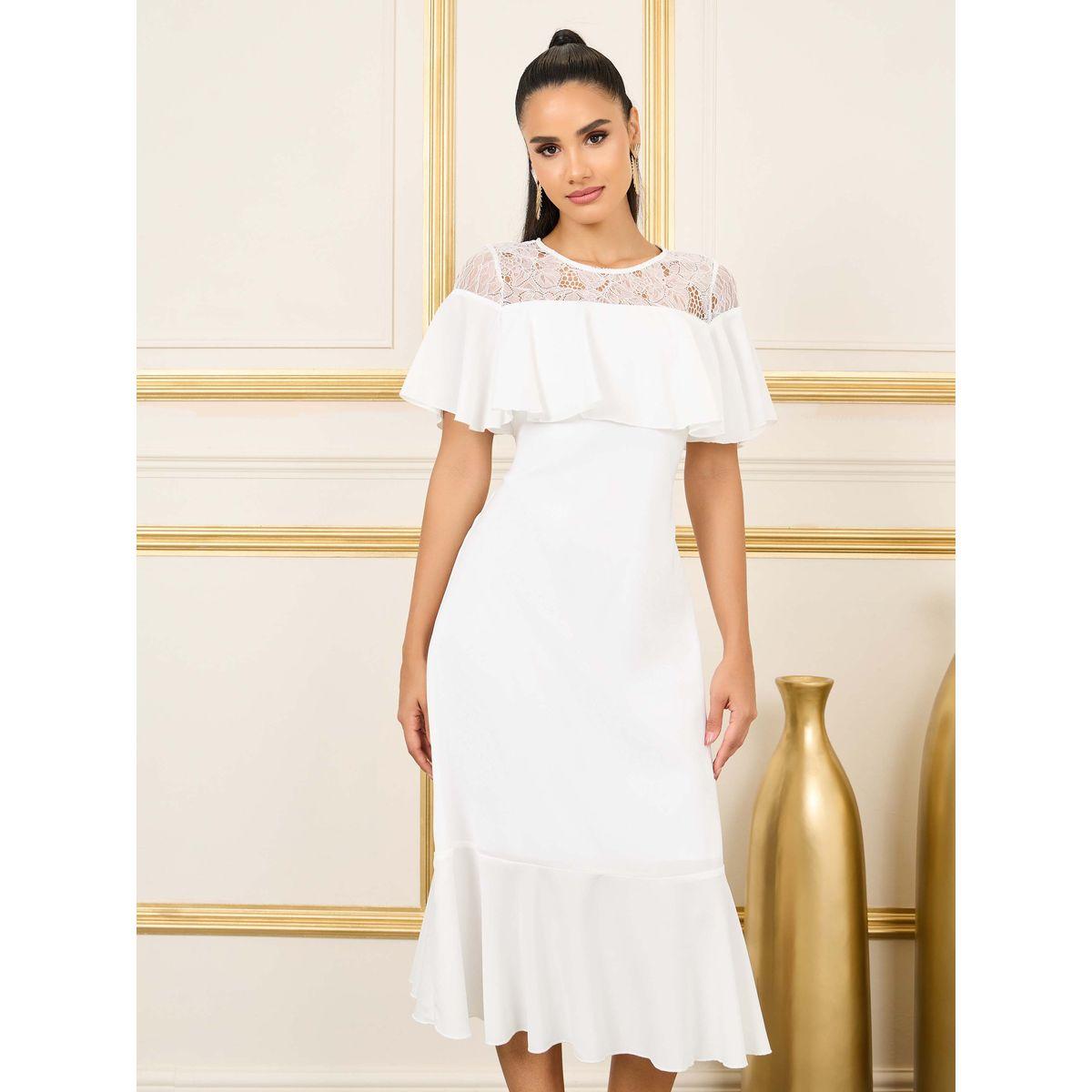 فستان ميدي بتفاصيل شبكية وكشكش-women-clothing-dresses-image-2