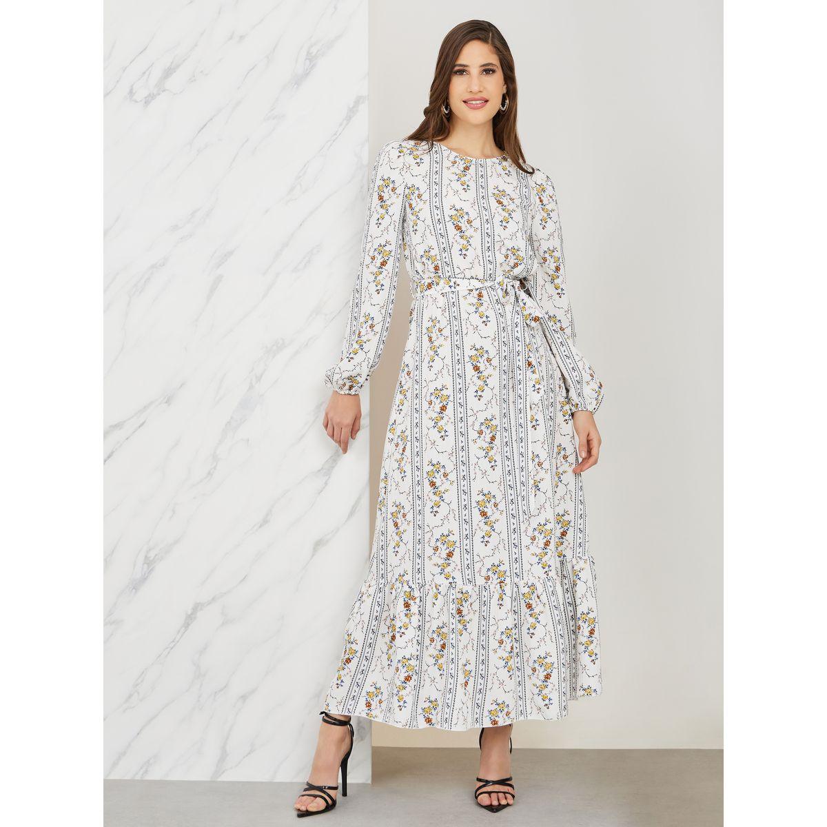 Styli Floral Print Self Tie Up A-Line Maxi Dress-women-clothing-dresses-image-1