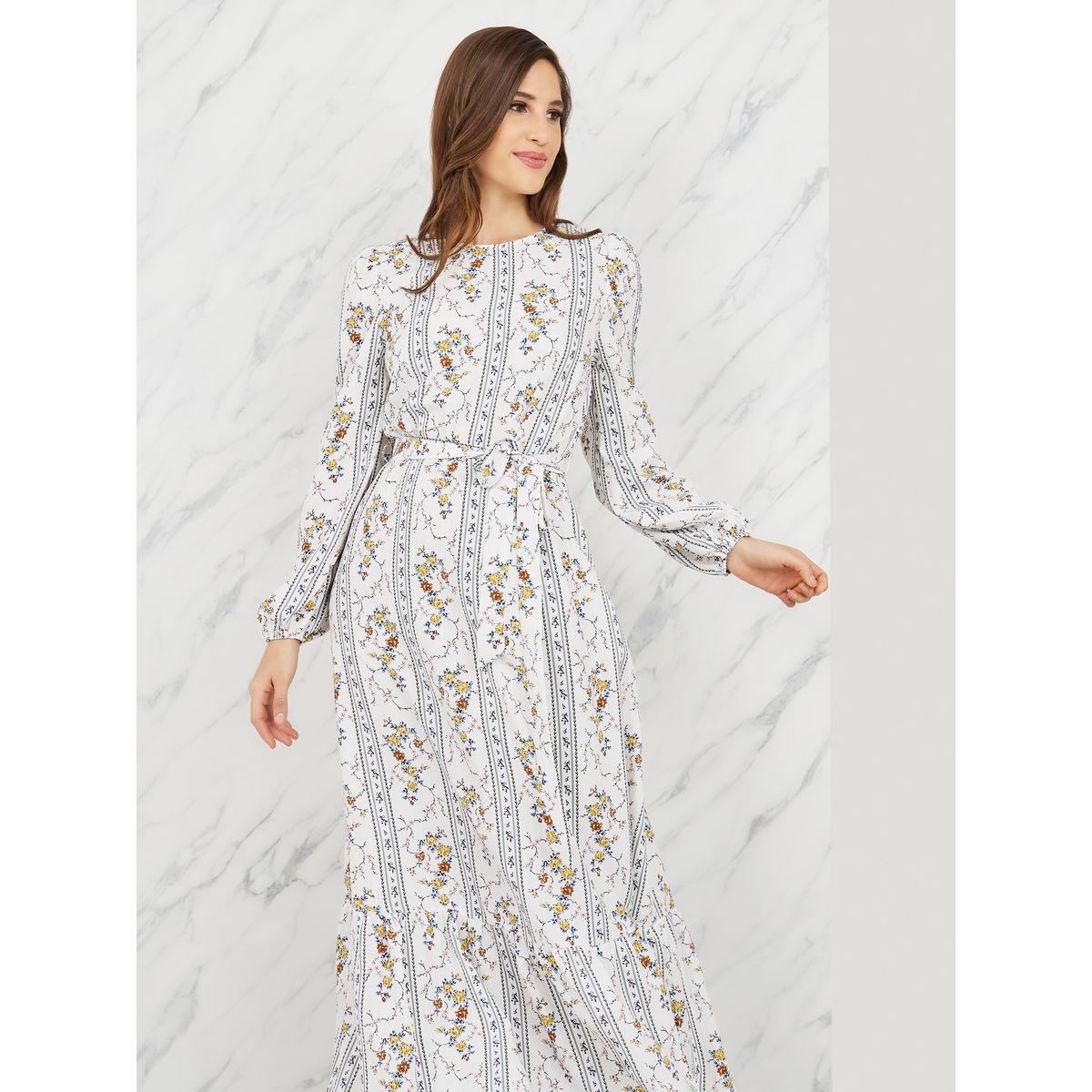 Styli Floral Print Self Tie Up A-Line Maxi Dress-women-clothing-dresses-image-2