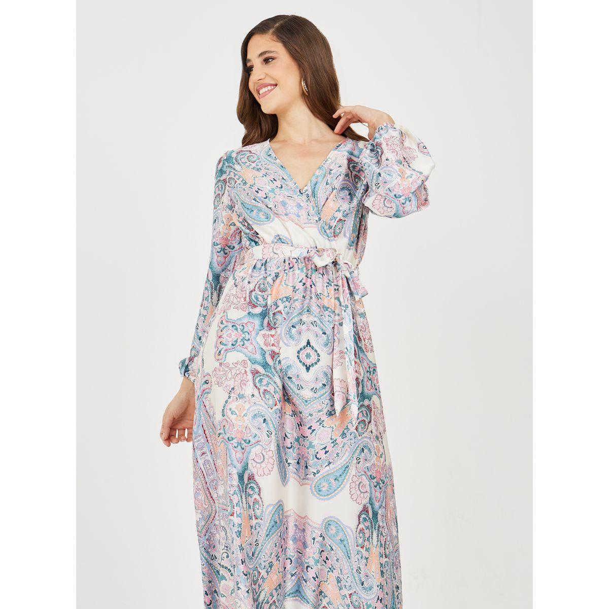 فستان طويل بنمط لف وطبعة بيزلي-women-clothing-dresses-image-2