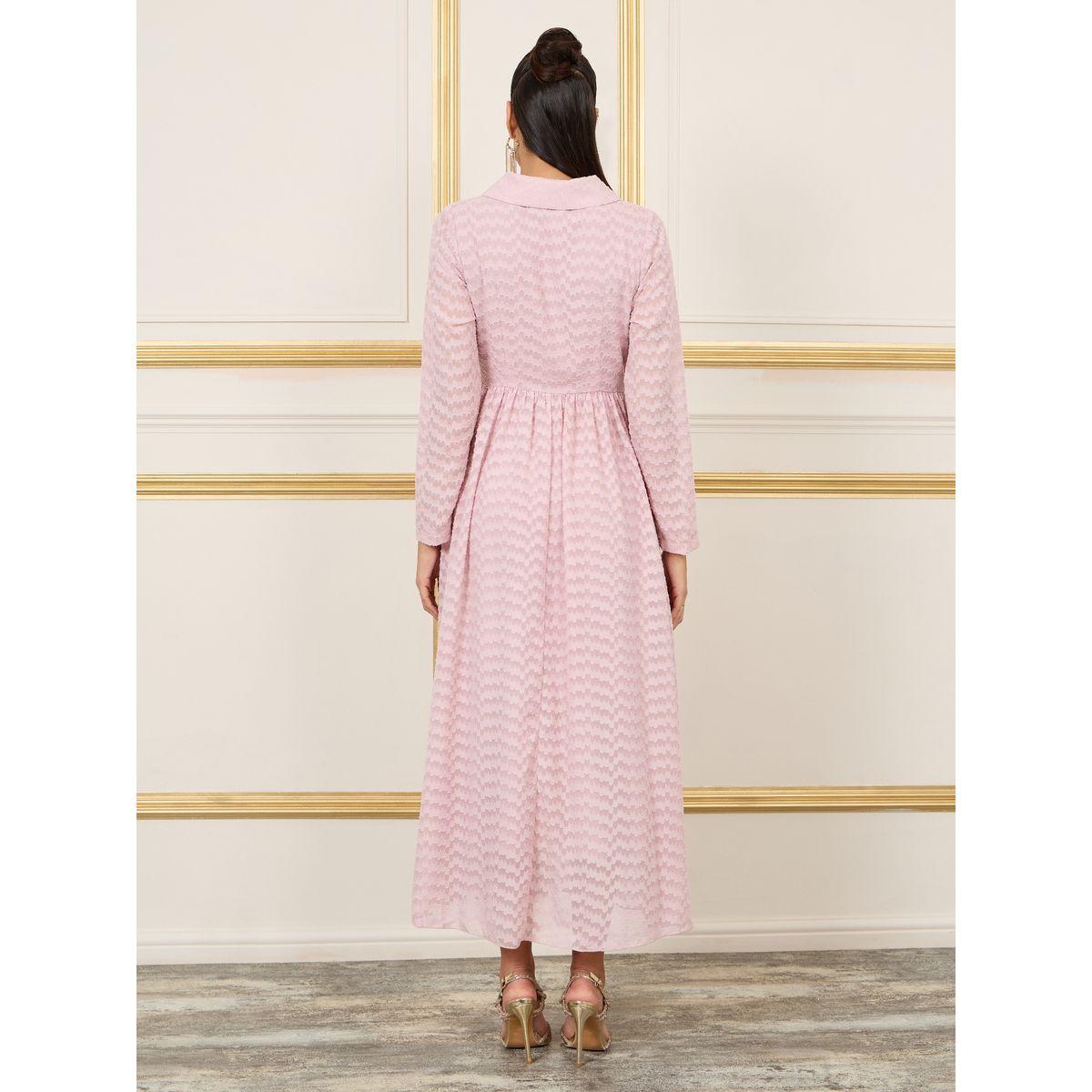 Styli Burnout Texture Collared A-Line Maxi Dress-women-clothing-dresses-image-4