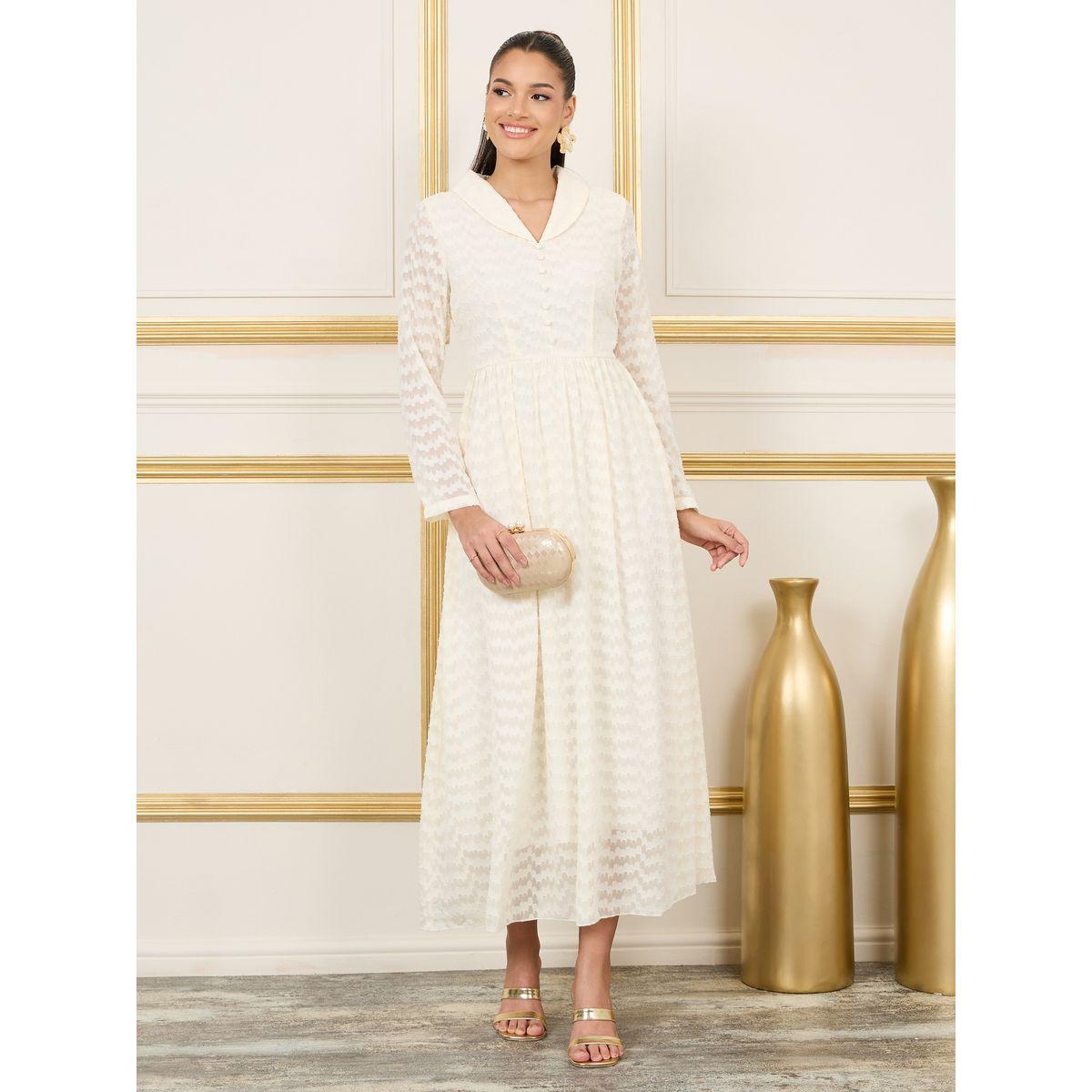 Styli Burnout Texture Collared A-Line Maxi Dress-women-clothing-dresses-image-1