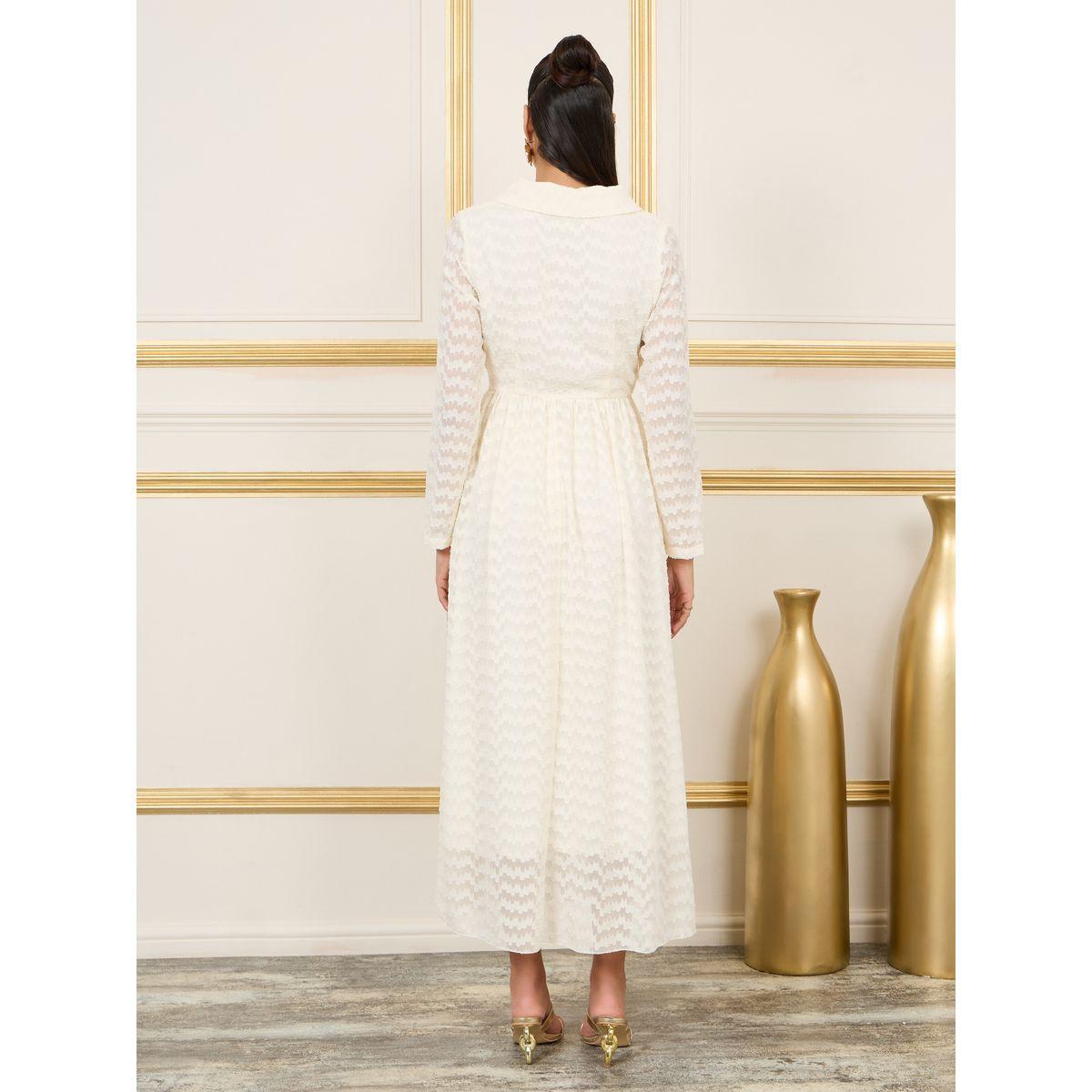 Styli Burnout Texture Collared A-Line Maxi Dress-women-clothing-dresses-image-4