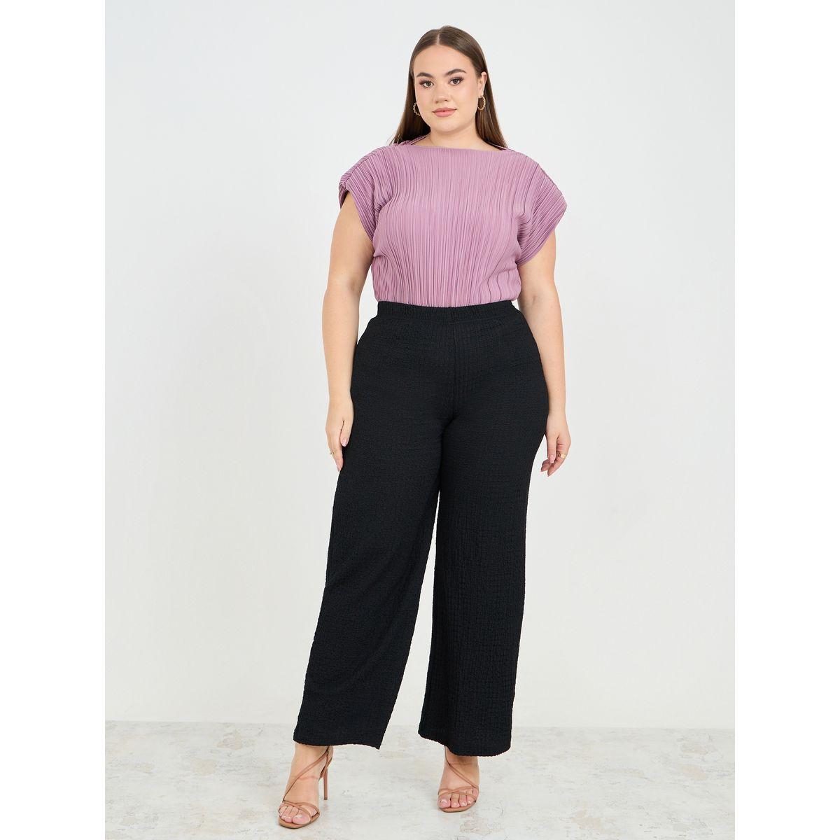 Styli Plus Accordion Pleated Round Neck T-shirt-women-clothing-tshirts-image-3