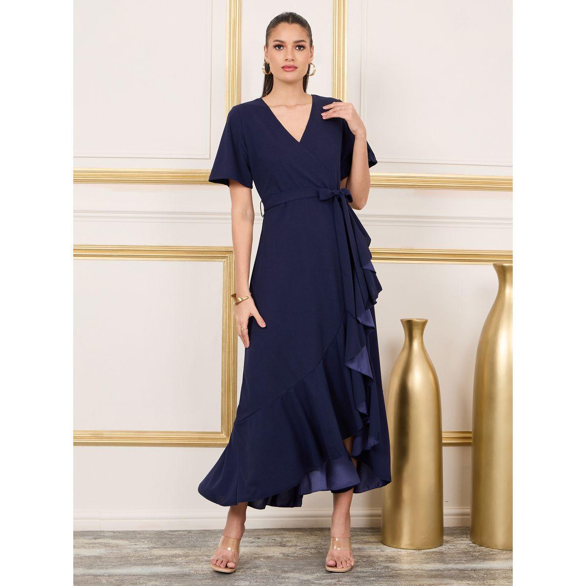 Styli Solid Ruffle Hem Wrap Maxi Dress-women-clothing-dresses-image-1