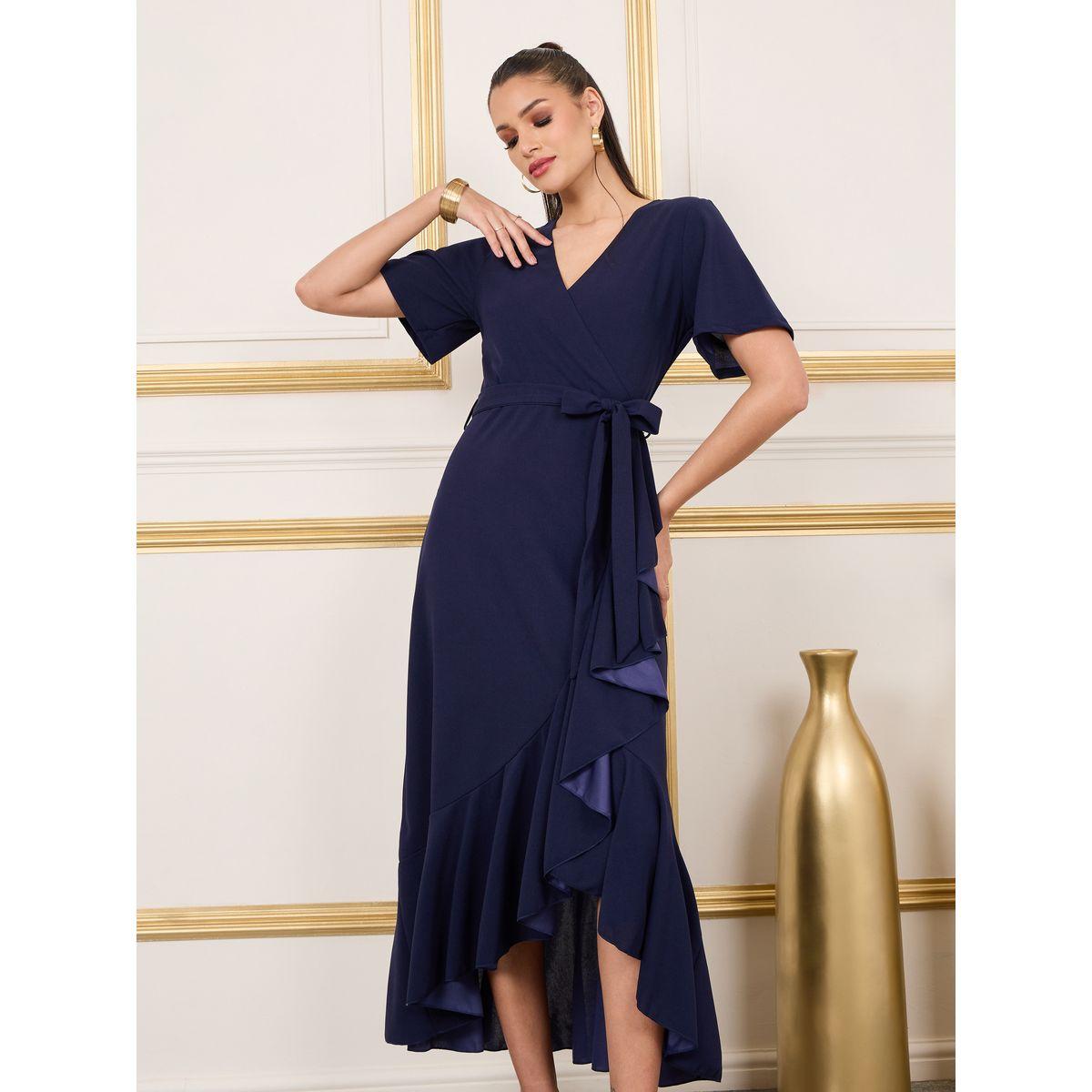 Styli Solid Ruffle Hem Wrap Maxi Dress-women-clothing-dresses-image-2