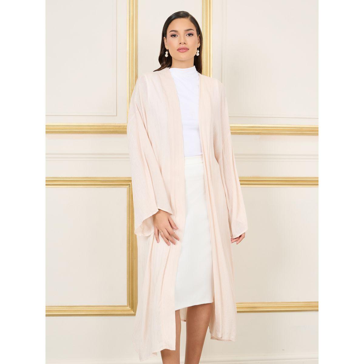 Styli Oversized Lurex Striped Drop Shoulder Midi Kimono-women-clothing-shirtsandblouses-shirts-image-2