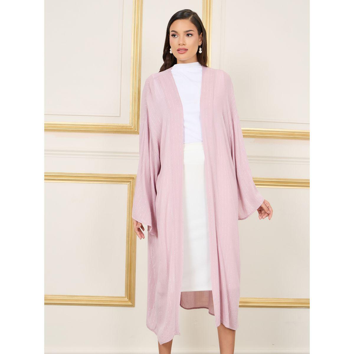 Styli Oversized Lurex Striped Drop Shoulder Midi Kimono-women-clothing-shirtsandblouses-shirts-image-2