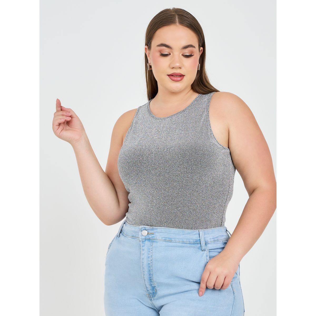 بلوزة بلا اكمام بمقاس كبير وتفاصيل لوريكس-women-clothing-tshirts-image-5